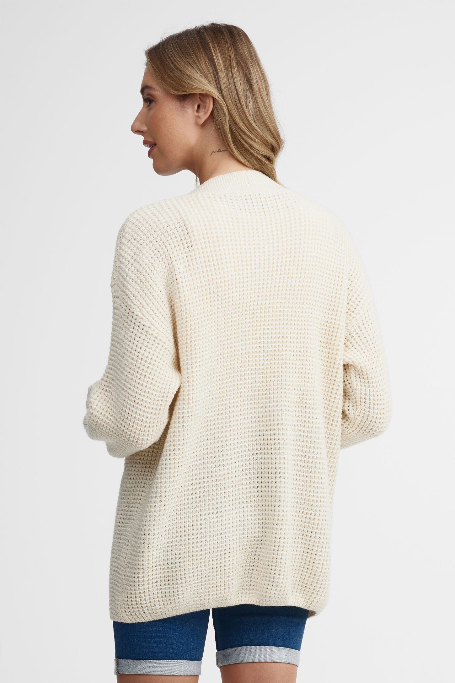 Cardigan tricot gaufré - Femme && BEIGE