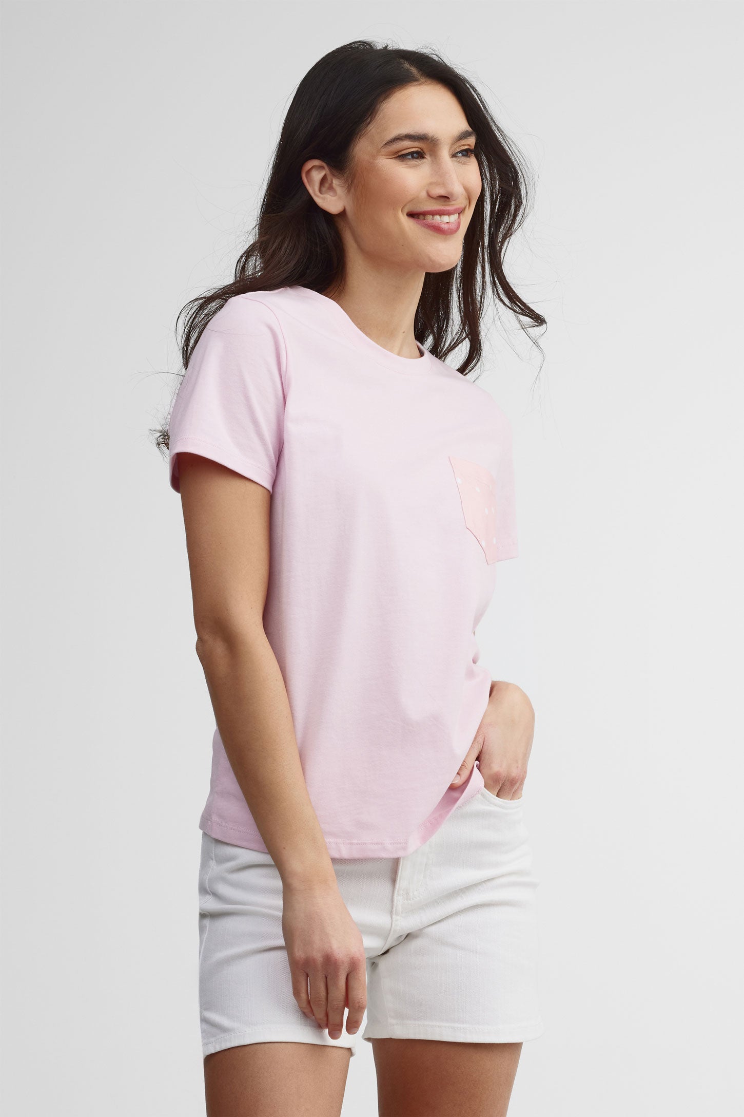 T-shirt à poche coupe droite coton, 2/30$ - Femme && ROSE