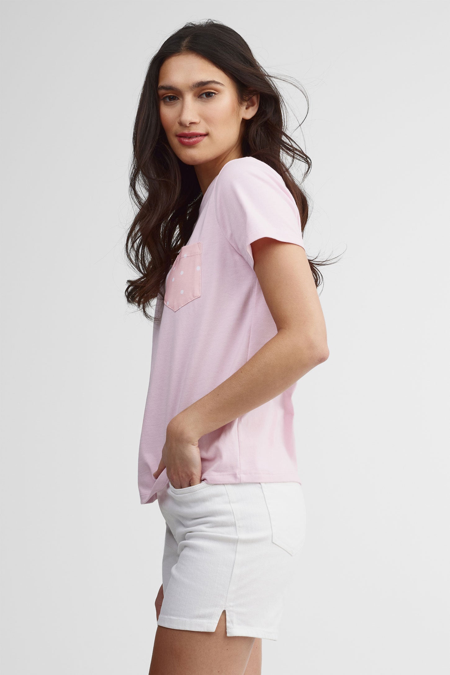 T-shirt à poche coupe droite coton, 2/30$ - Femme && ROSE