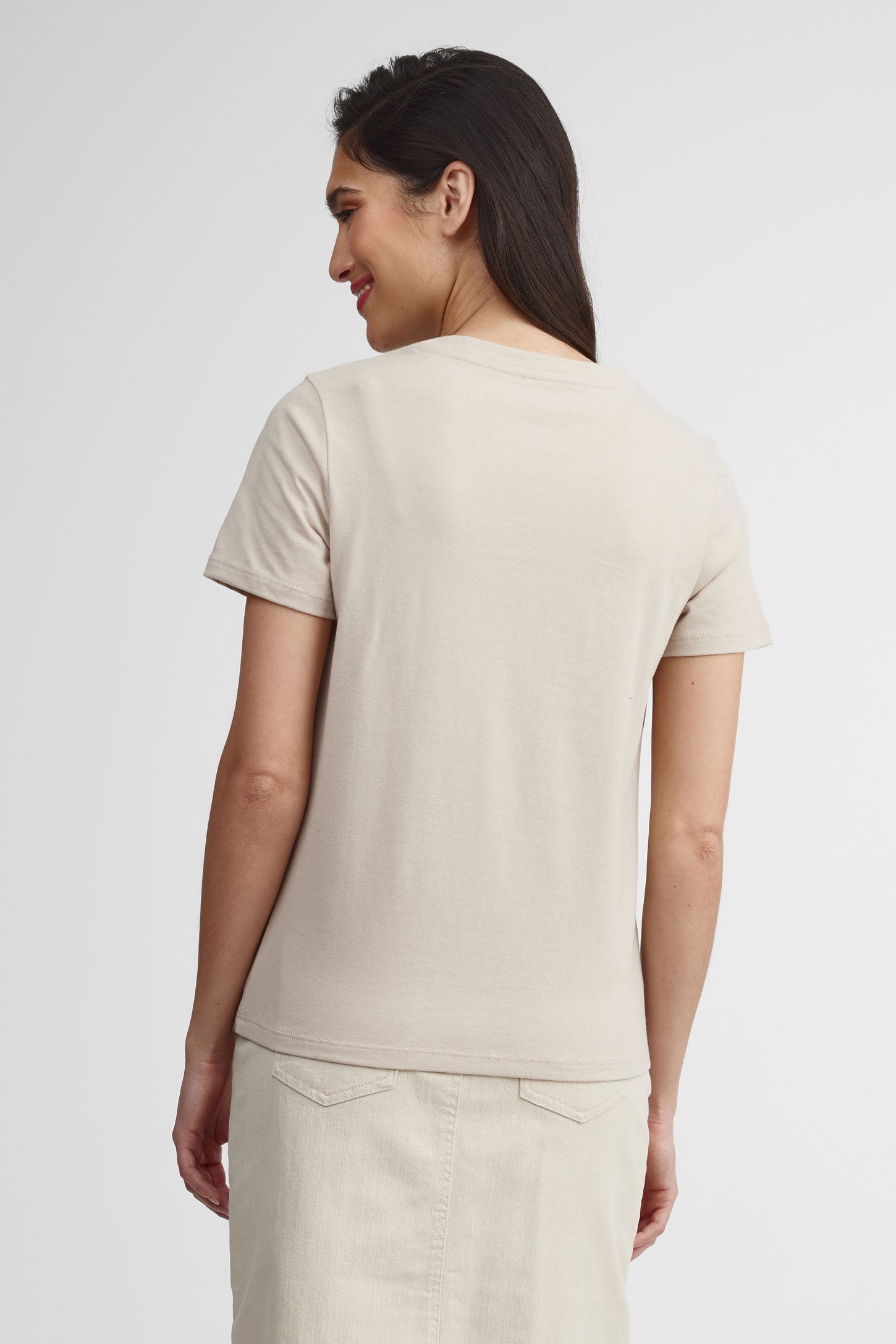 T-shirt à poche coupe droite coton, 2/30$ - Femme && BEIGE