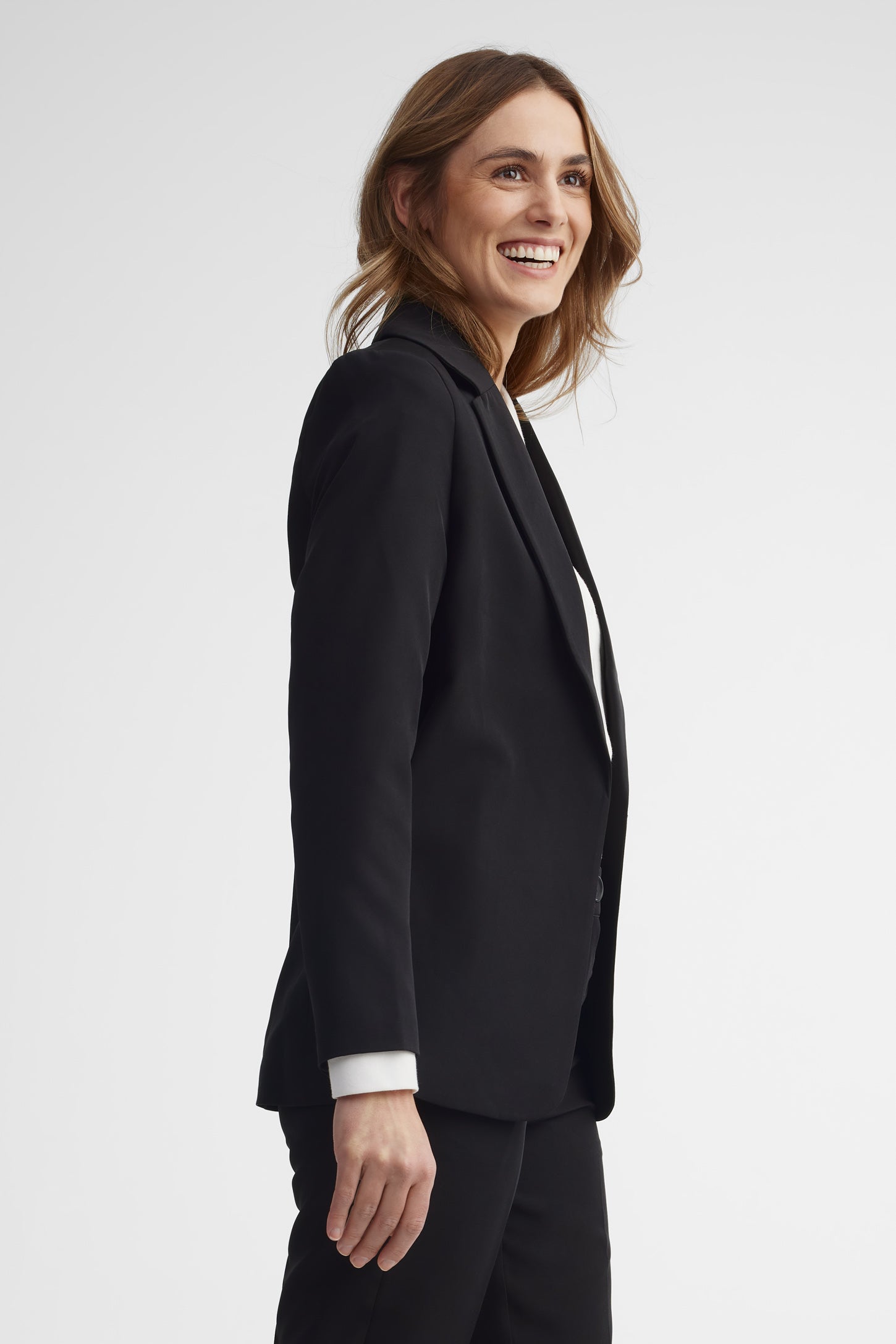 Veston coupe régulière en crêpe - Femme && NOIR