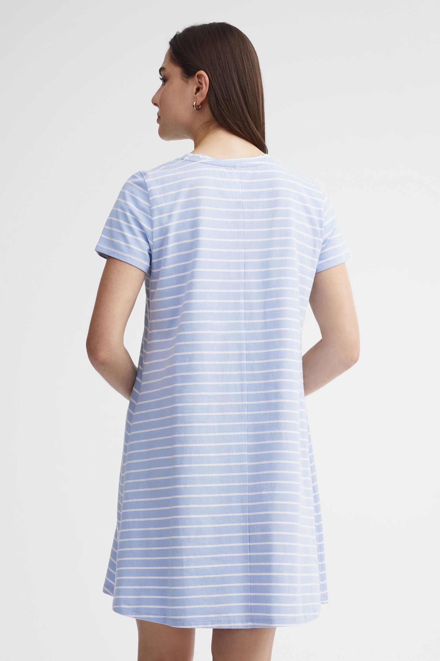 Robe trapèze courte rayée - Femme && BLEU MULTI