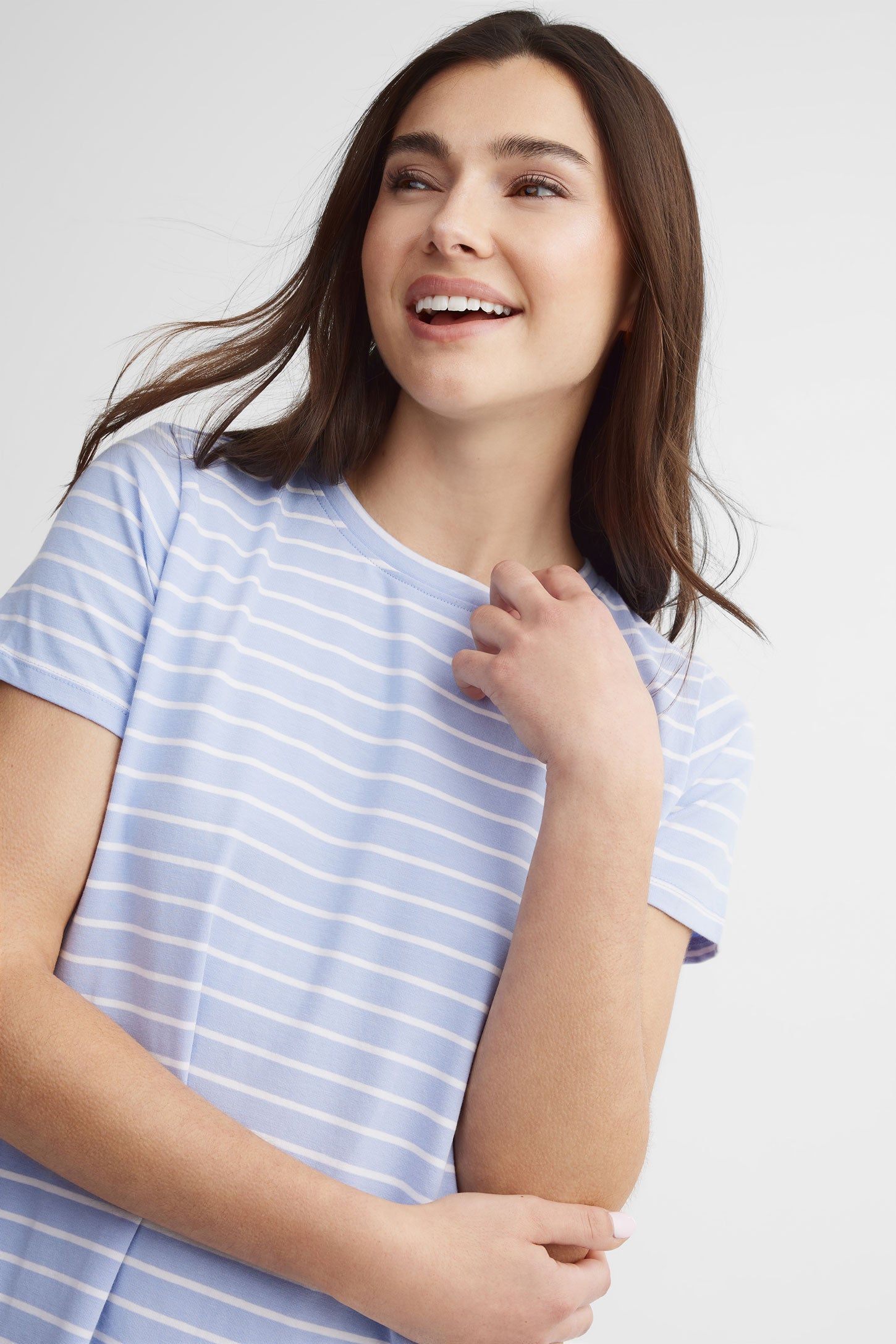 Robe trapèze courte rayée - Femme && BLEU MULTI