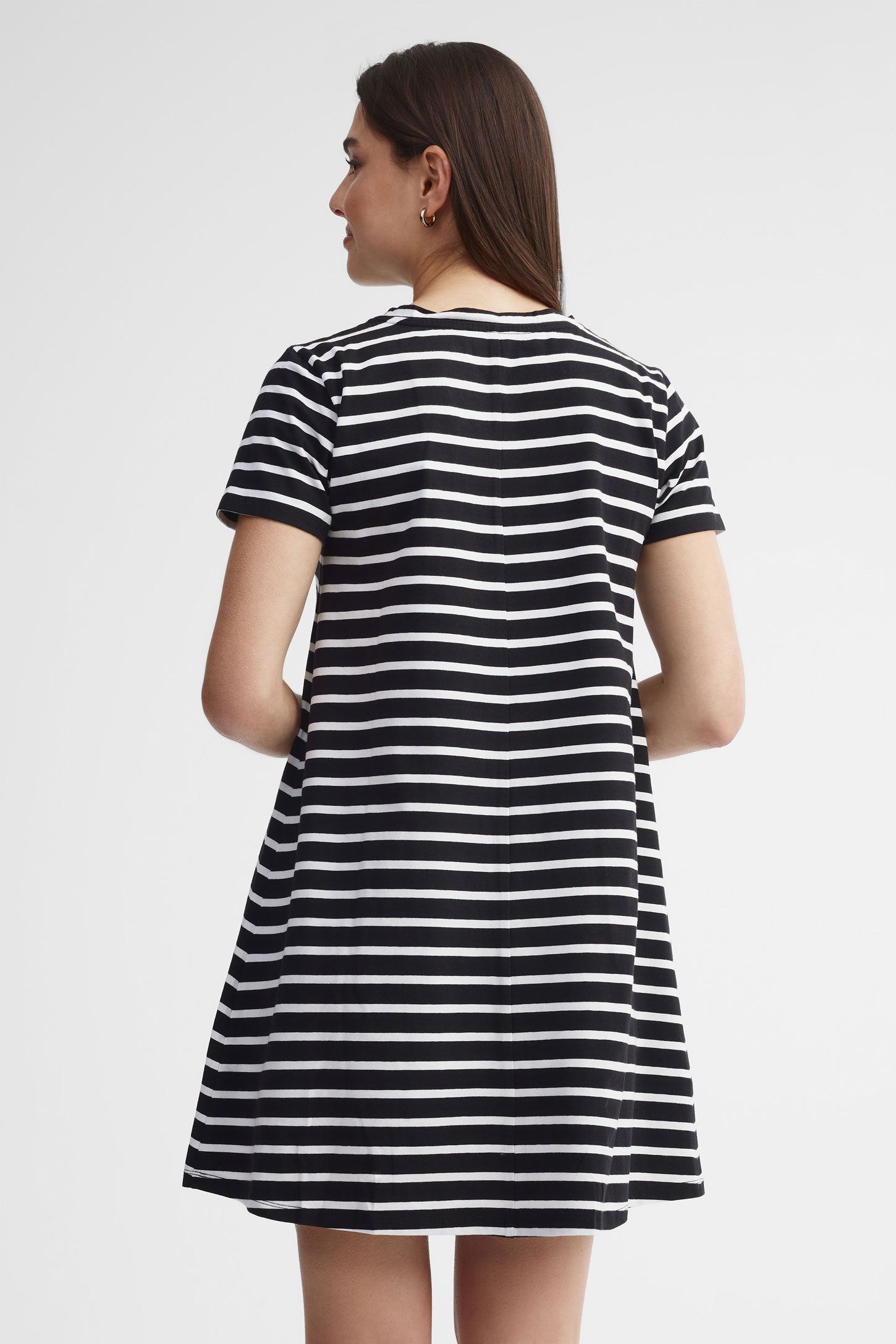 Robe trapèze courte rayée - Femme && NOIR/MULTI