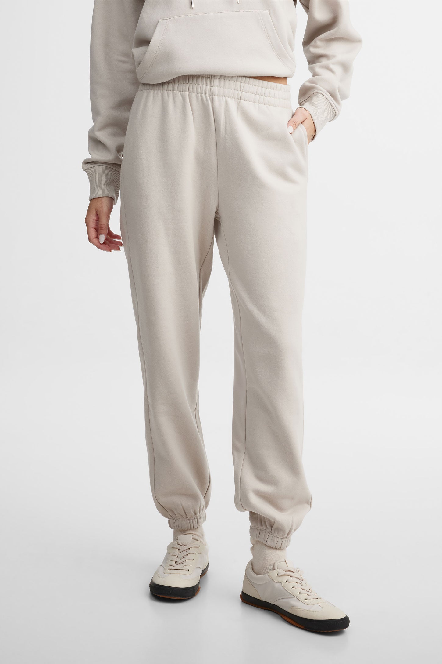 Pantalon jogger coton ouaté - Femme && BEIGE