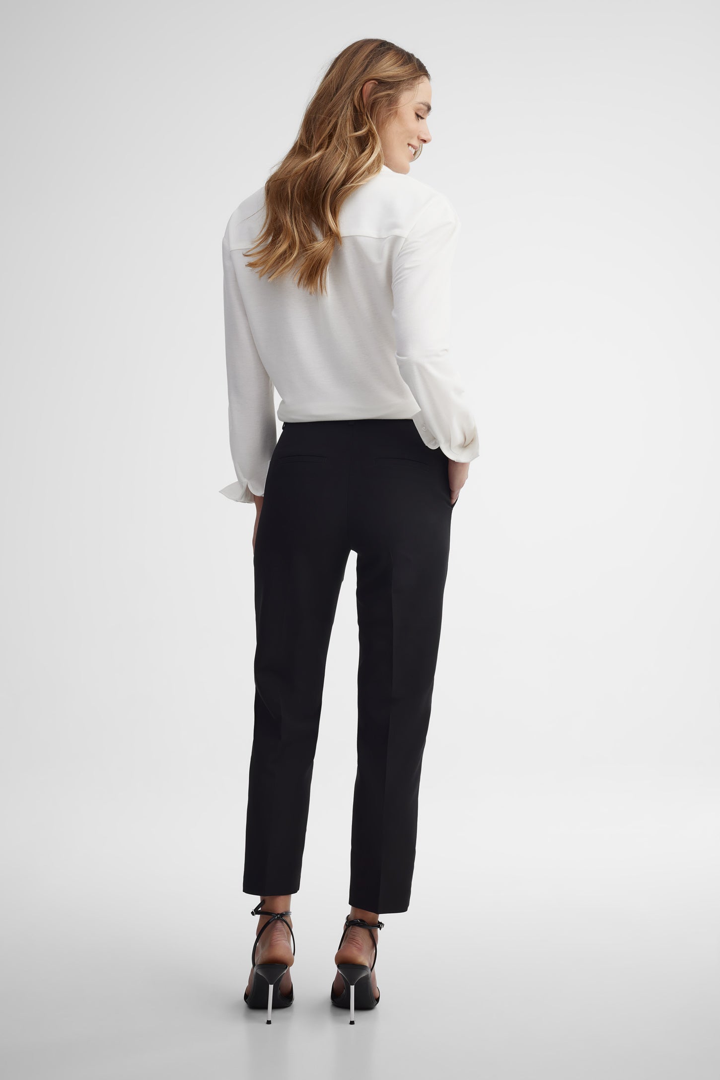 Pantalon en crêpe jambe droite 28'' - Femme && NOIR