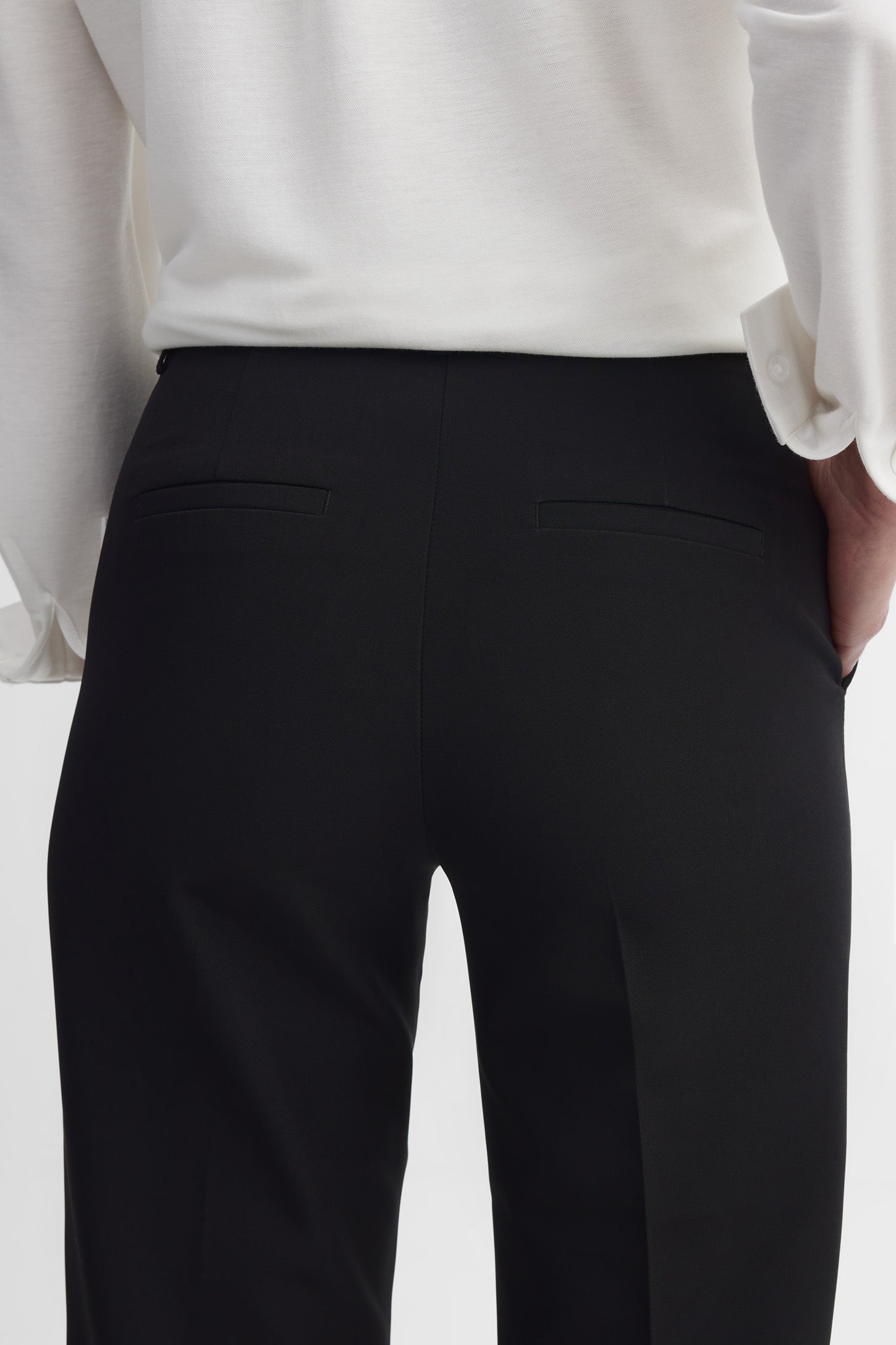 Pantalon en crêpe jambe droite 28'' - Femme && NOIR