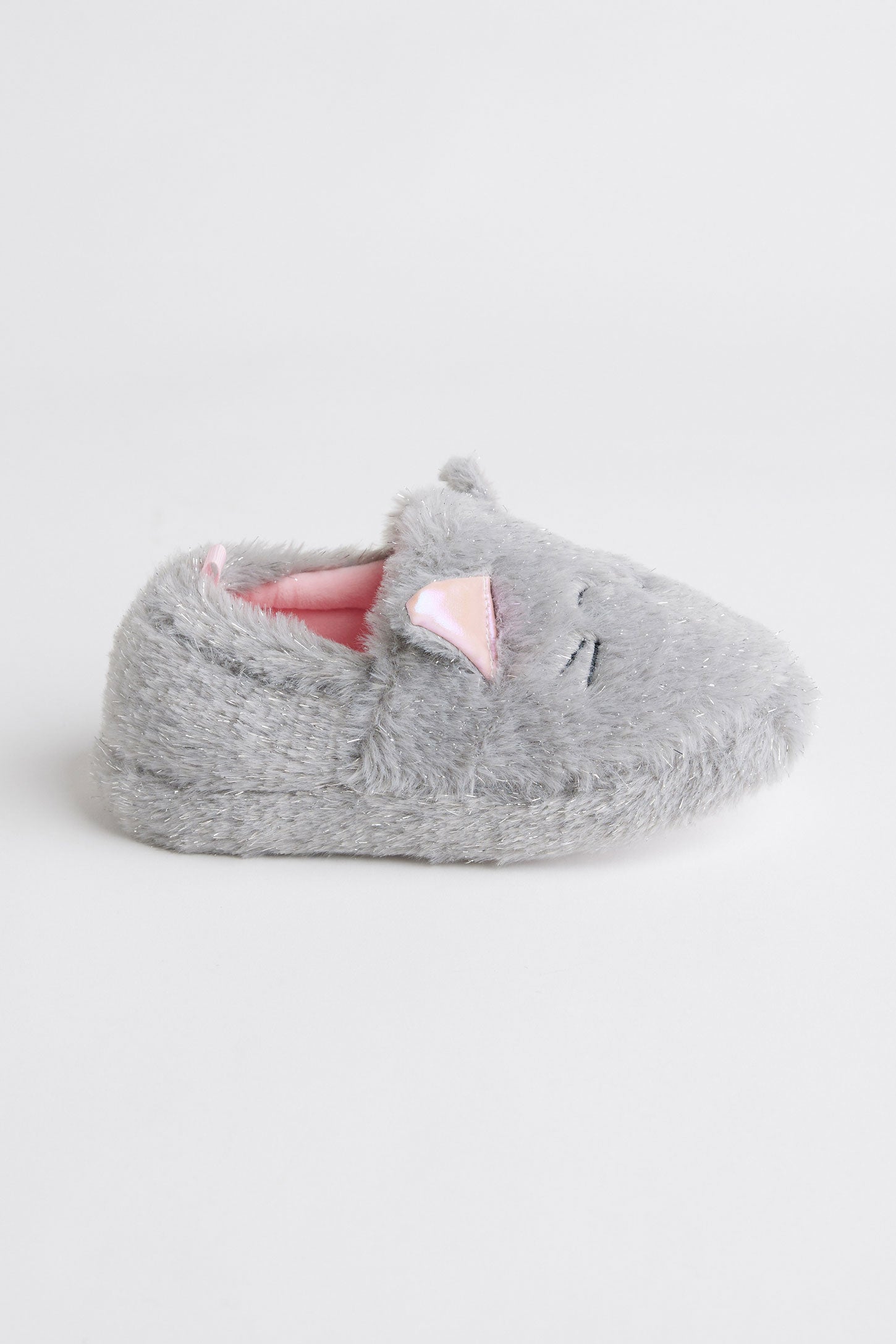 Pantoufles chat en peluche - Enfant fille && GRIS