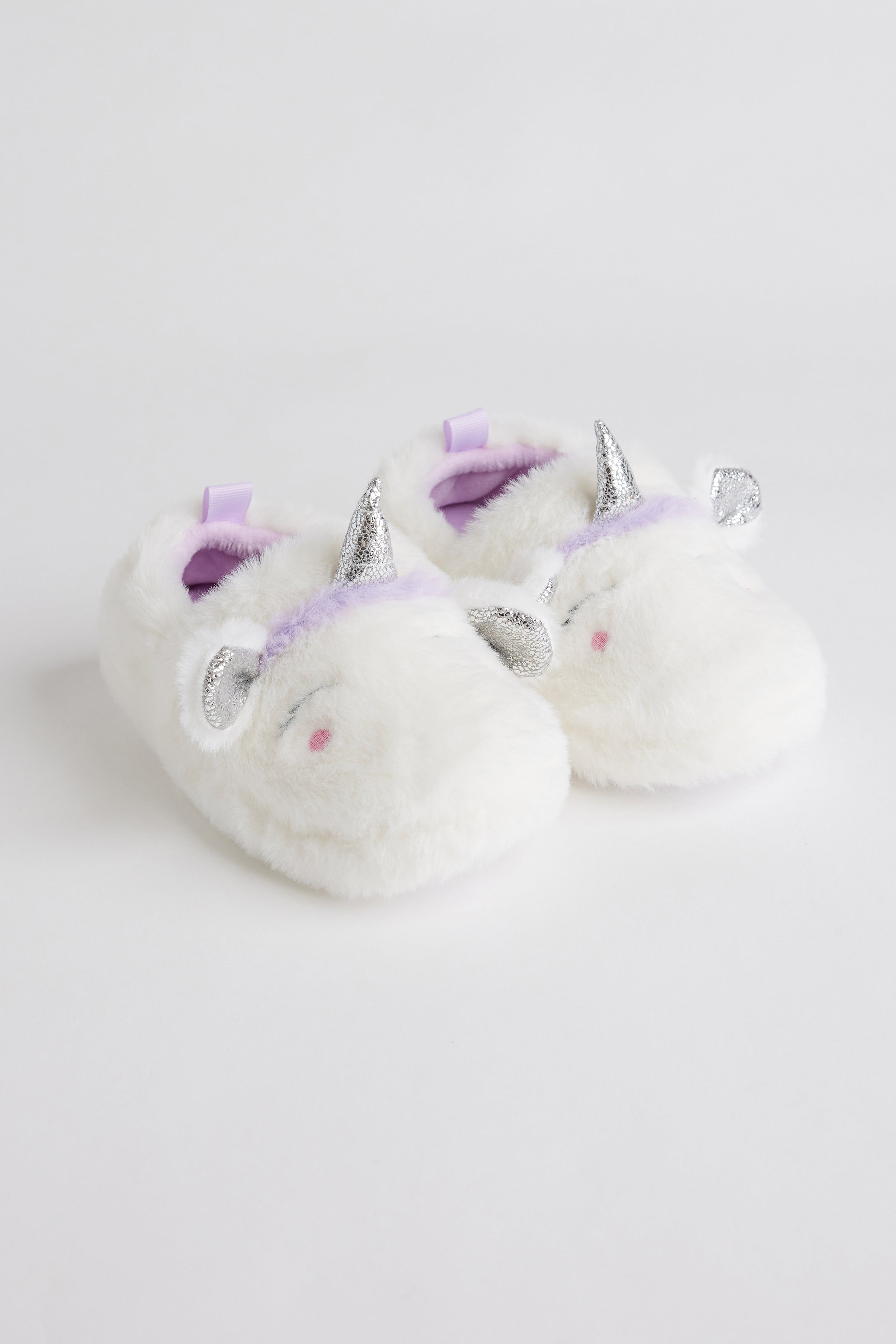 Pantoufles licorne en peluche - Enfant fille && BLANC