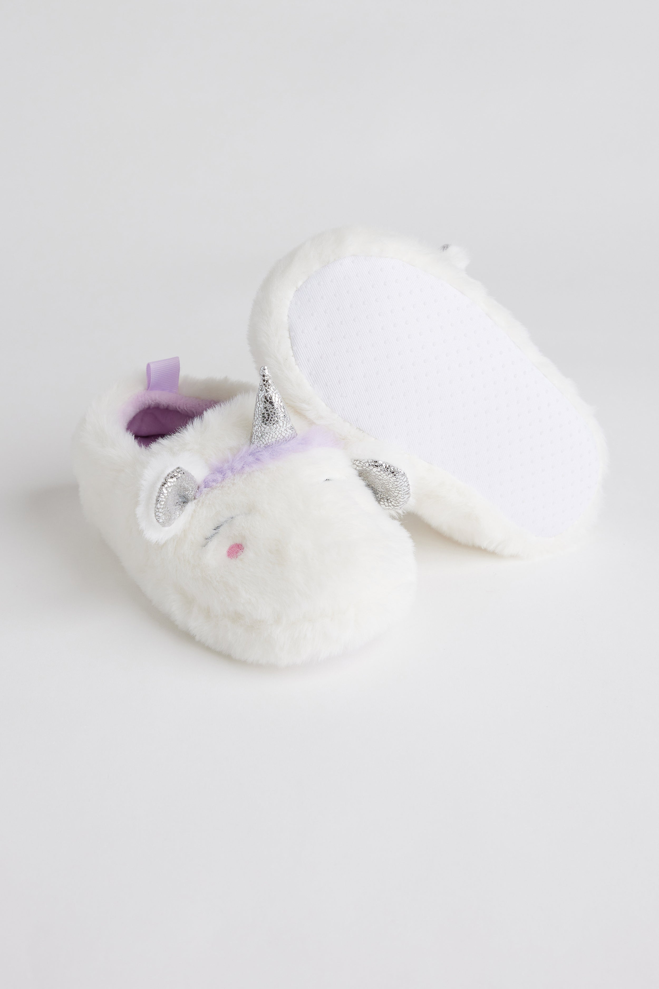 Pantoufles licorne en peluche - Enfant fille && BLANC