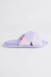Pantoufles brides croisées peluche - Ado fille && MULTICOLORE