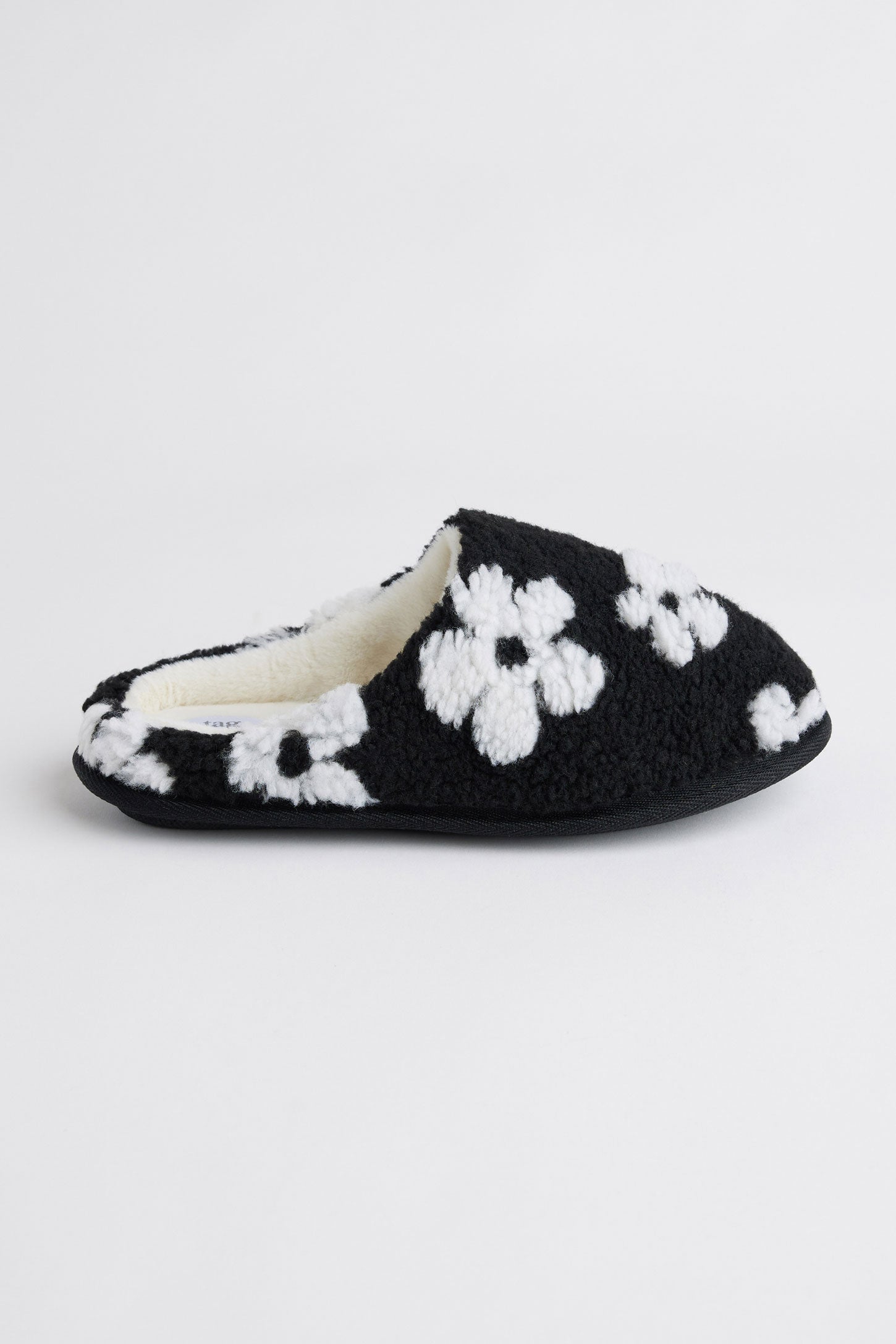 Pantoufles mules en peluche fleurs - Ado fille && NOIR/MULTI