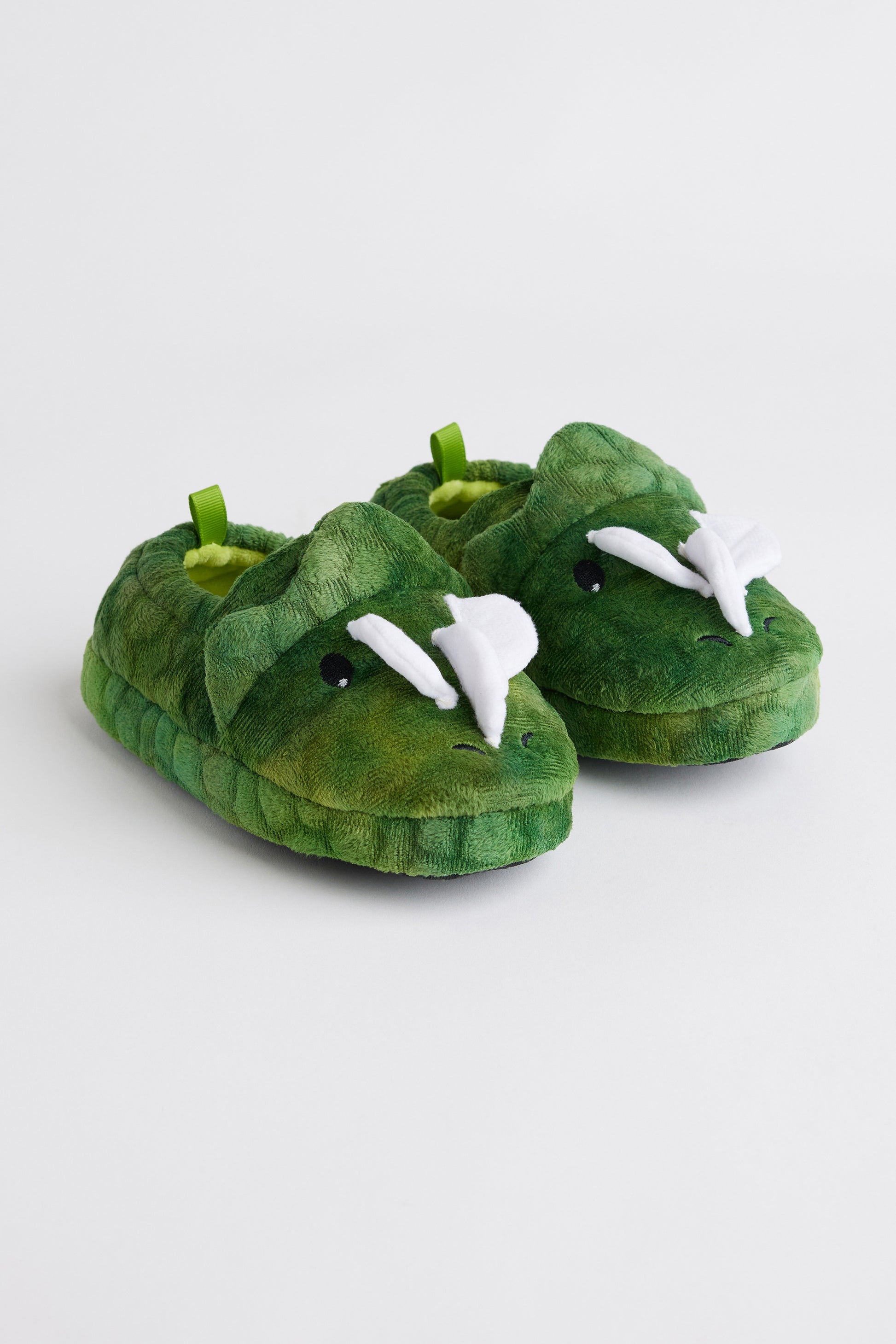 Pantoufles dinosaure en peluche - Enfant garçon && VERT