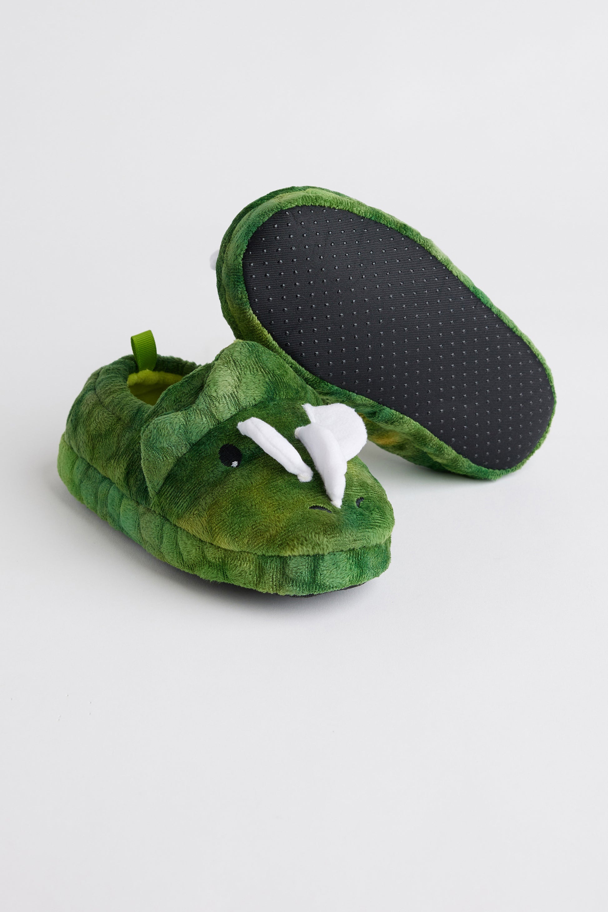 Pantoufles dinosaure en peluche - Enfant garçon && VERT