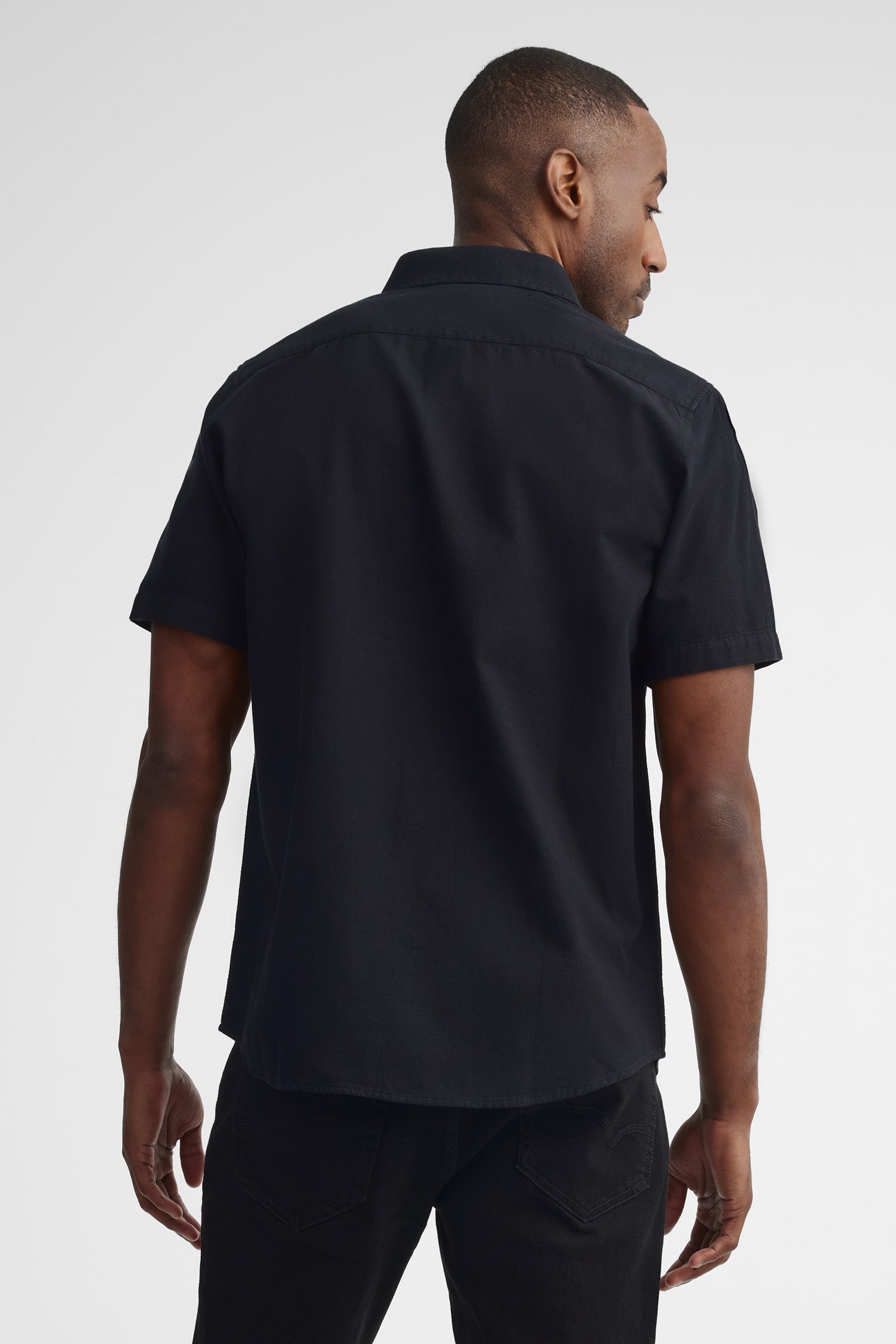 Chemise manches courtes coupe régulière coton - Homme && NOIR