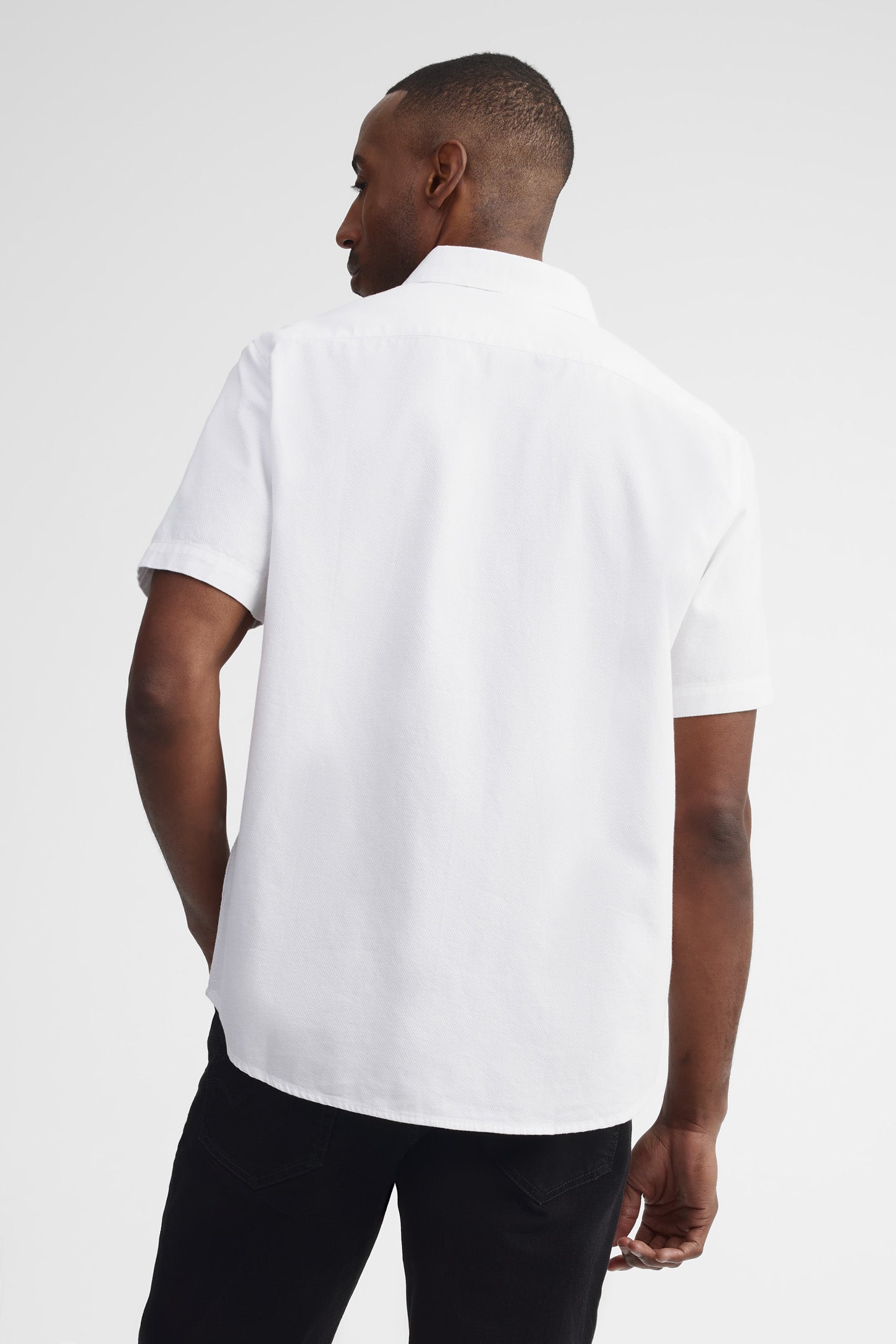 Chemise manches courtes coupe régulière coton - Homme && BLANC