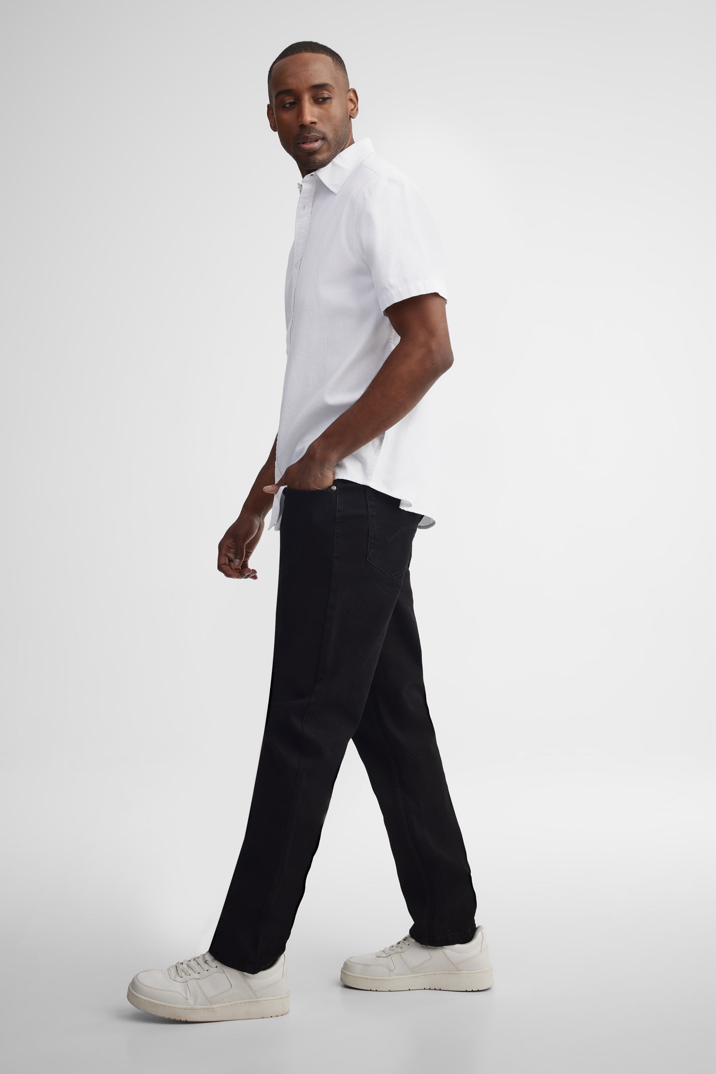 Chemise manches courtes coupe régulière coton - Homme && BLANC