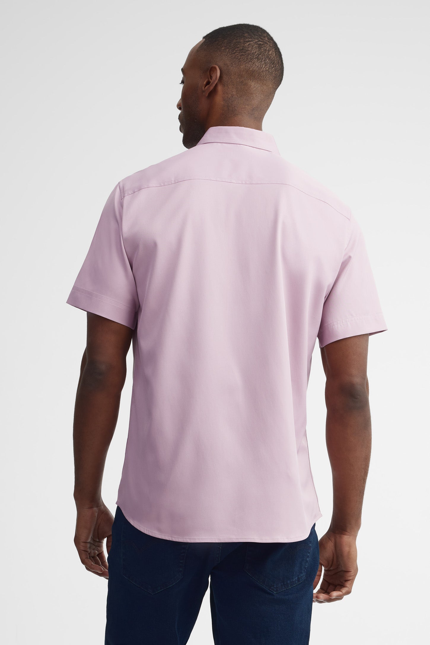 Chemise manches courtes coupe régulière microfibre - Homme && MAUVE