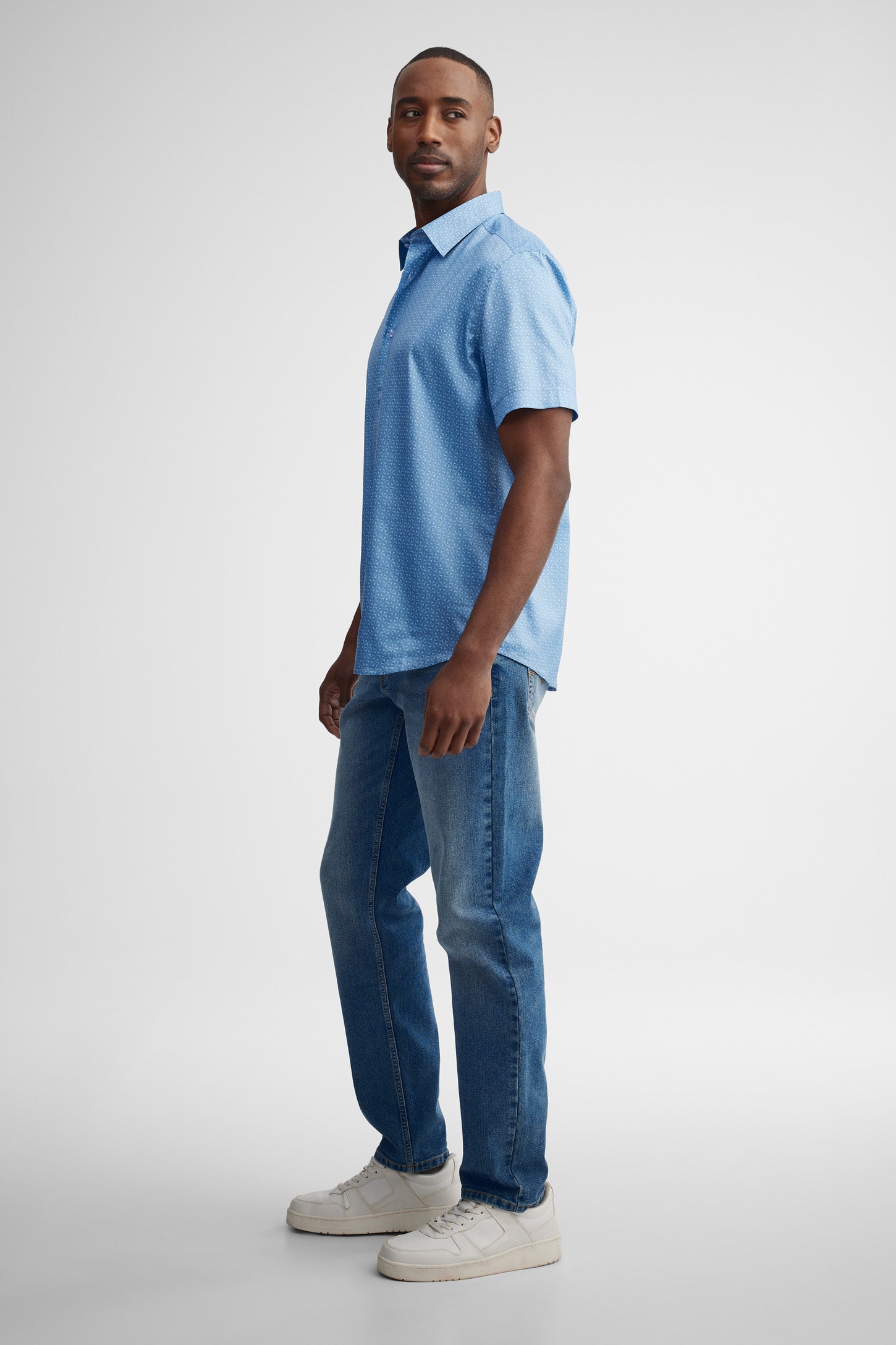 Chemise manches courtes microfibre - Homme && BLEU MULTI