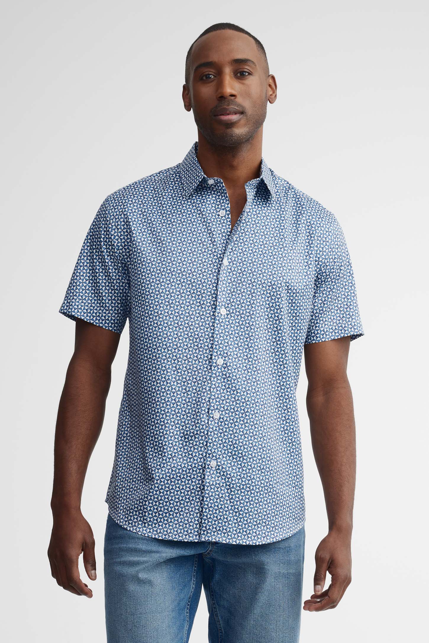 Chemise manches courtes microfibre - Homme && NOIR/MULTI