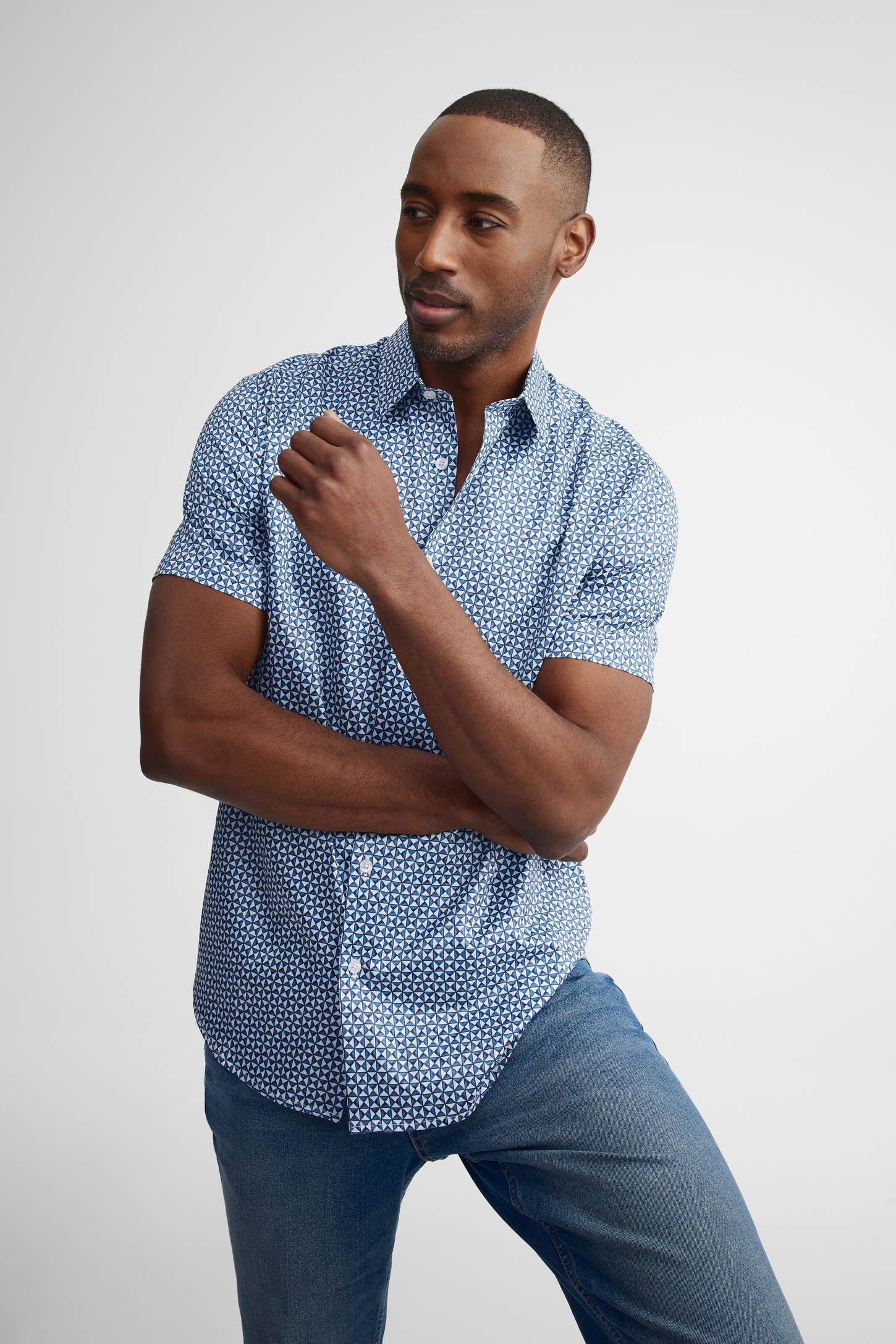Chemise manches courtes microfibre - Homme && NOIR/MULTI