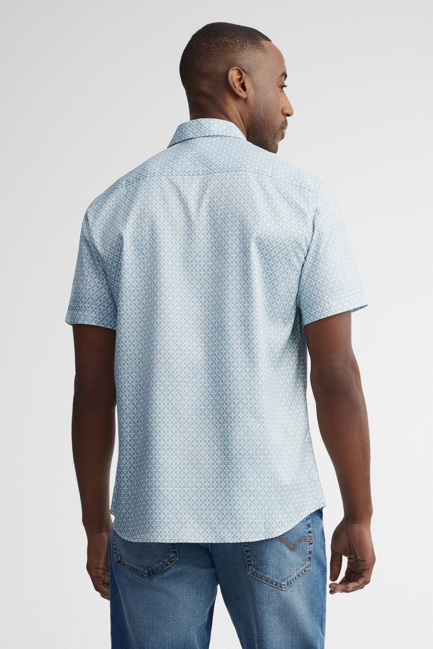 Chemise manches courtes microfibre - Homme && VERT/MULTI