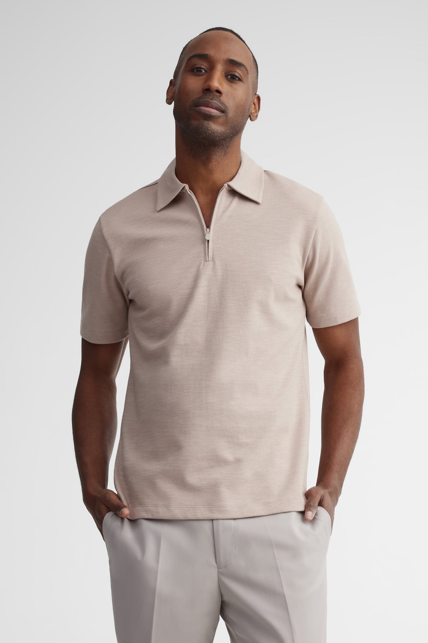 Polo manches courtes semi-ajusté - Homme && BEIGE