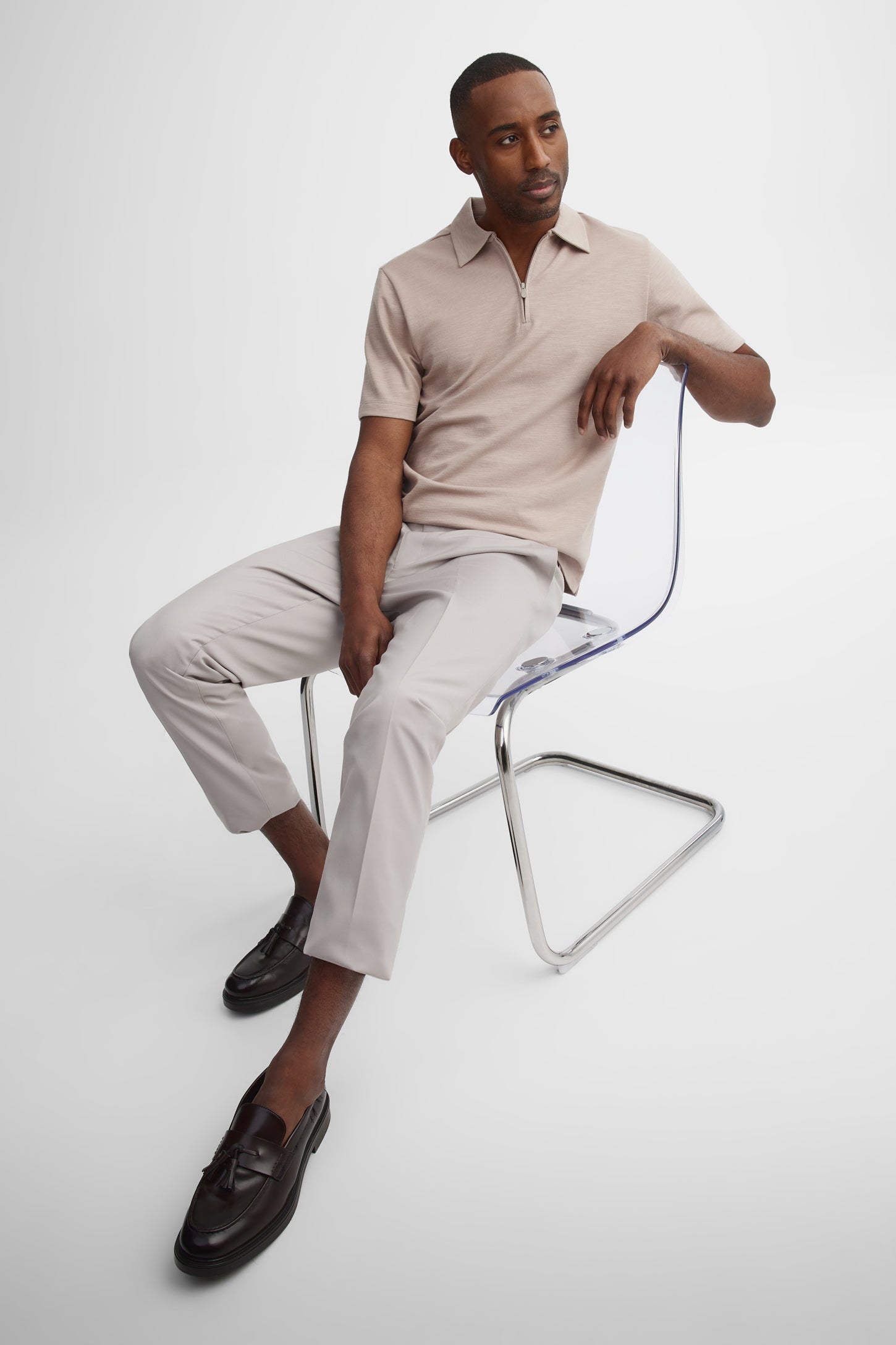 Polo manches courtes semi-ajusté - Homme && BEIGE