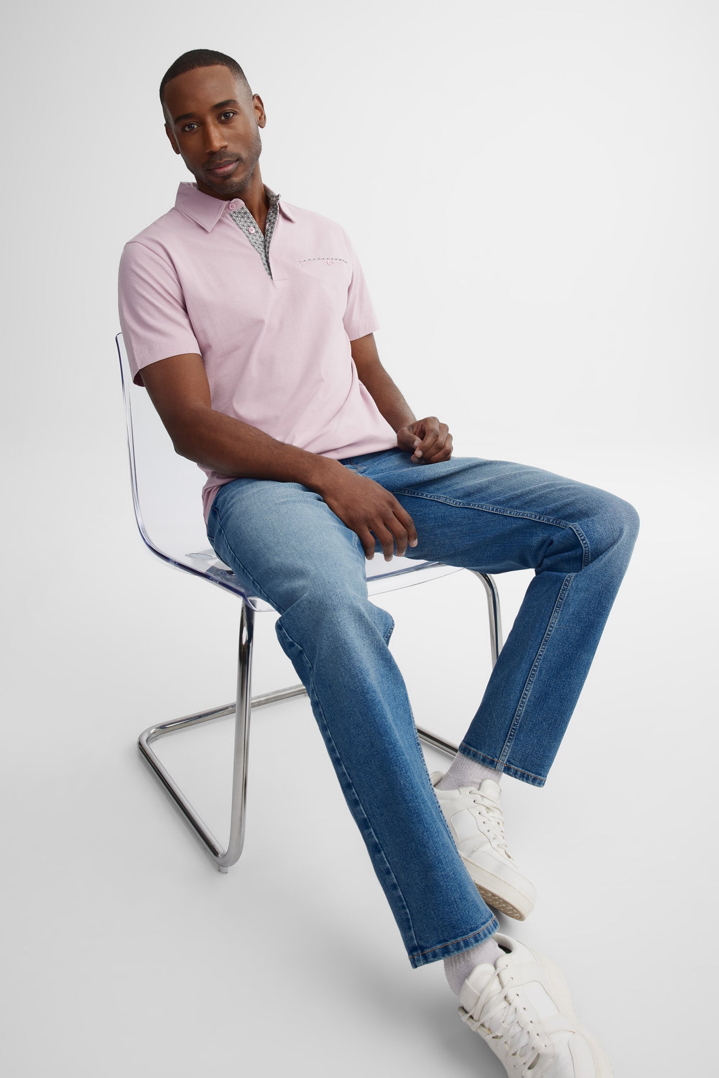 Polo manches courtes semi-ajusté - Homme && MAUVE