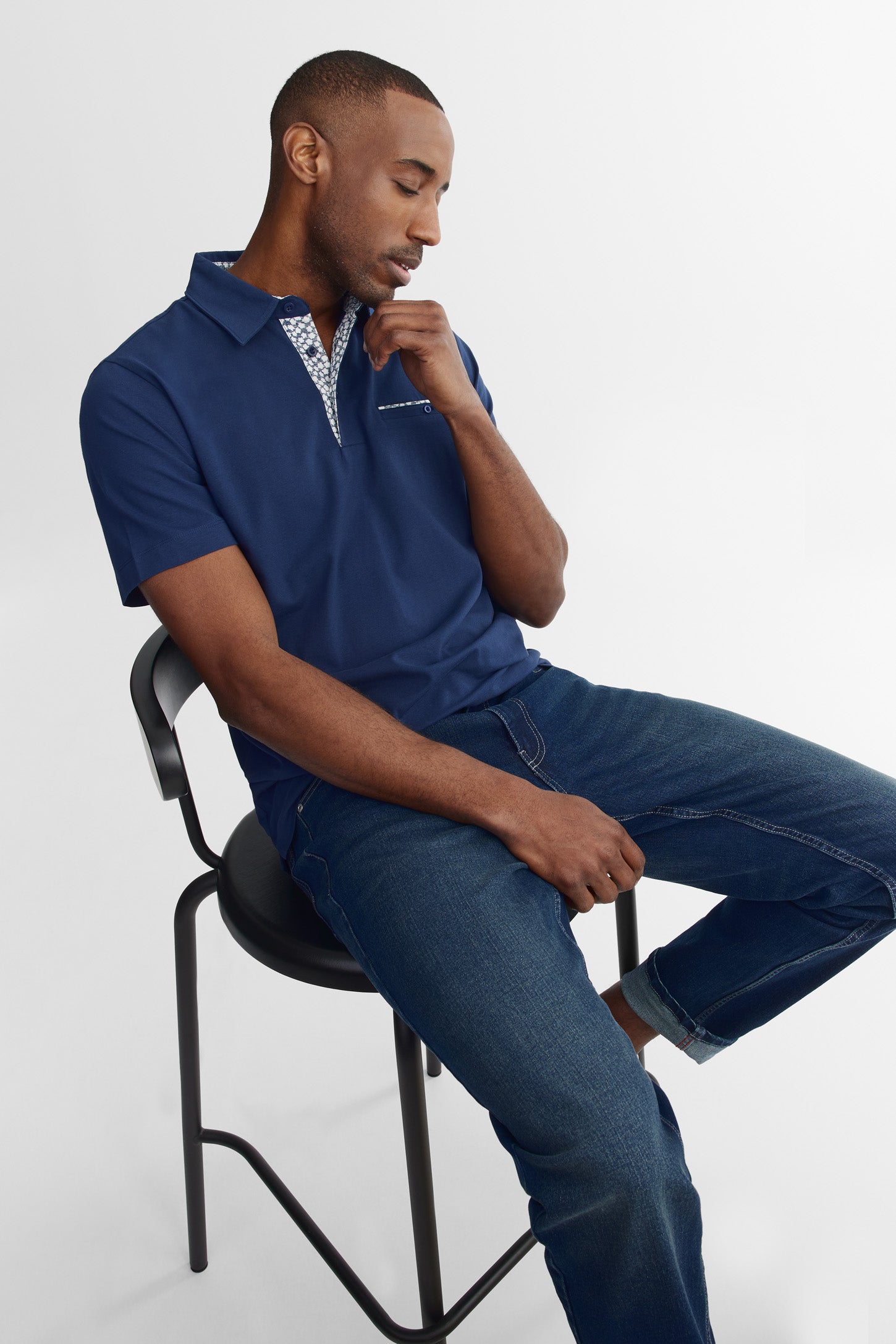 Polo manches courtes semi-ajusté - Homme && MARIN