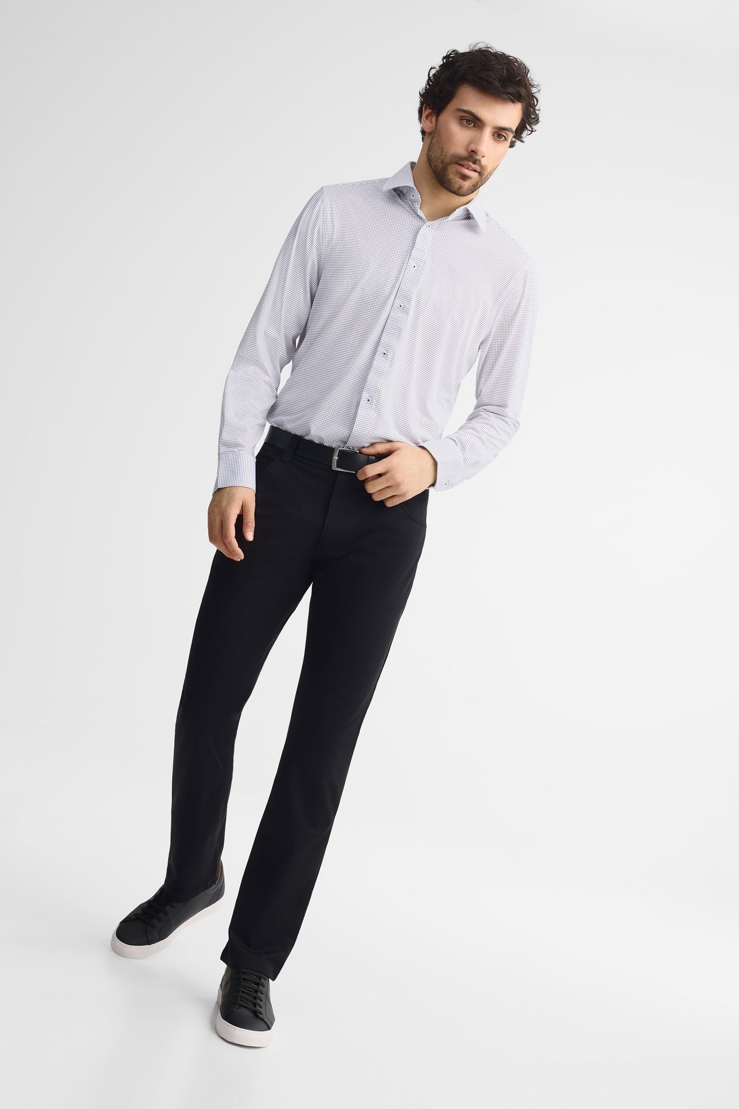 Chemise extensible 4 sens coton - Homme && BLANC MULTI