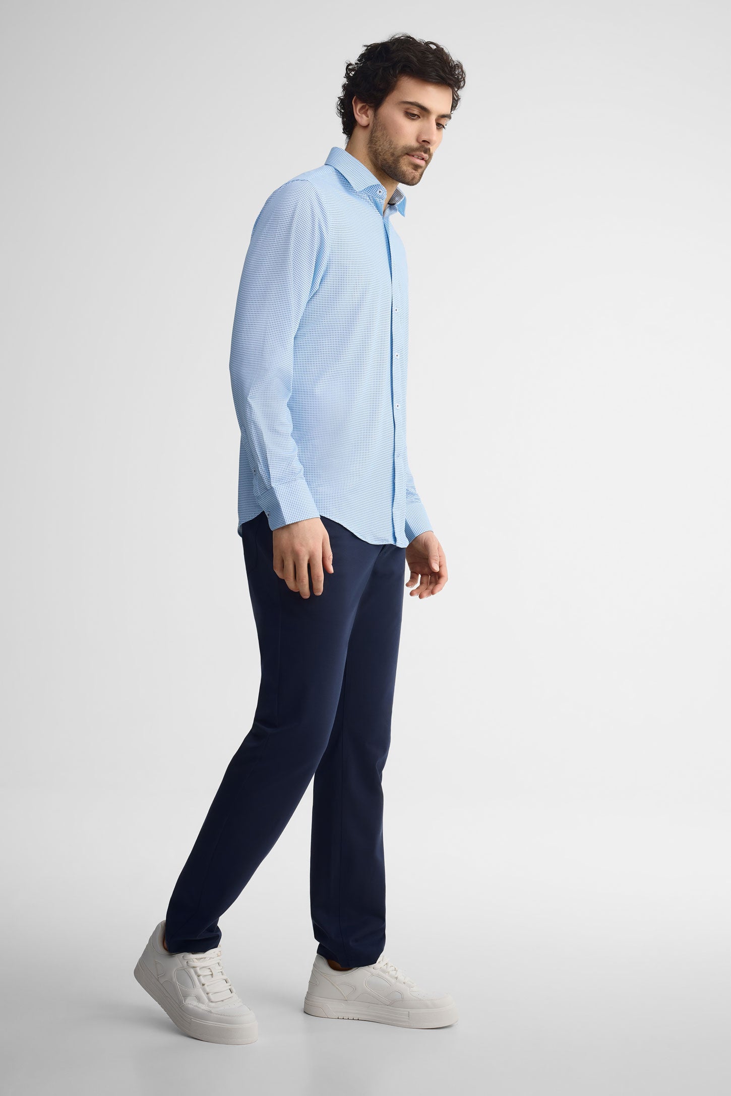 Chemise extensible 4 sens coton - Homme && BLEU MULTI