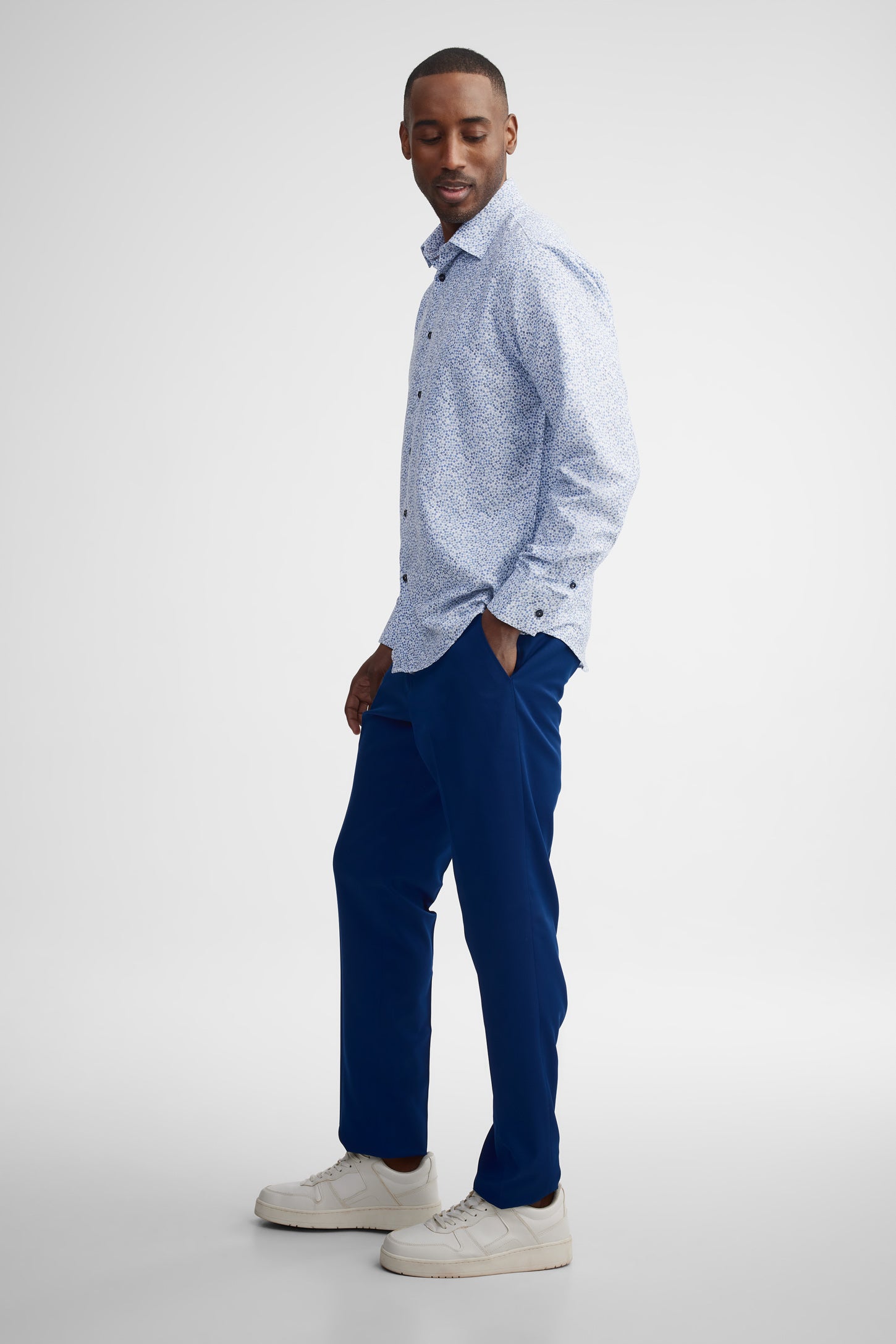 Chemise imprimée coupe ajustée - Homme && BLEU MULTI