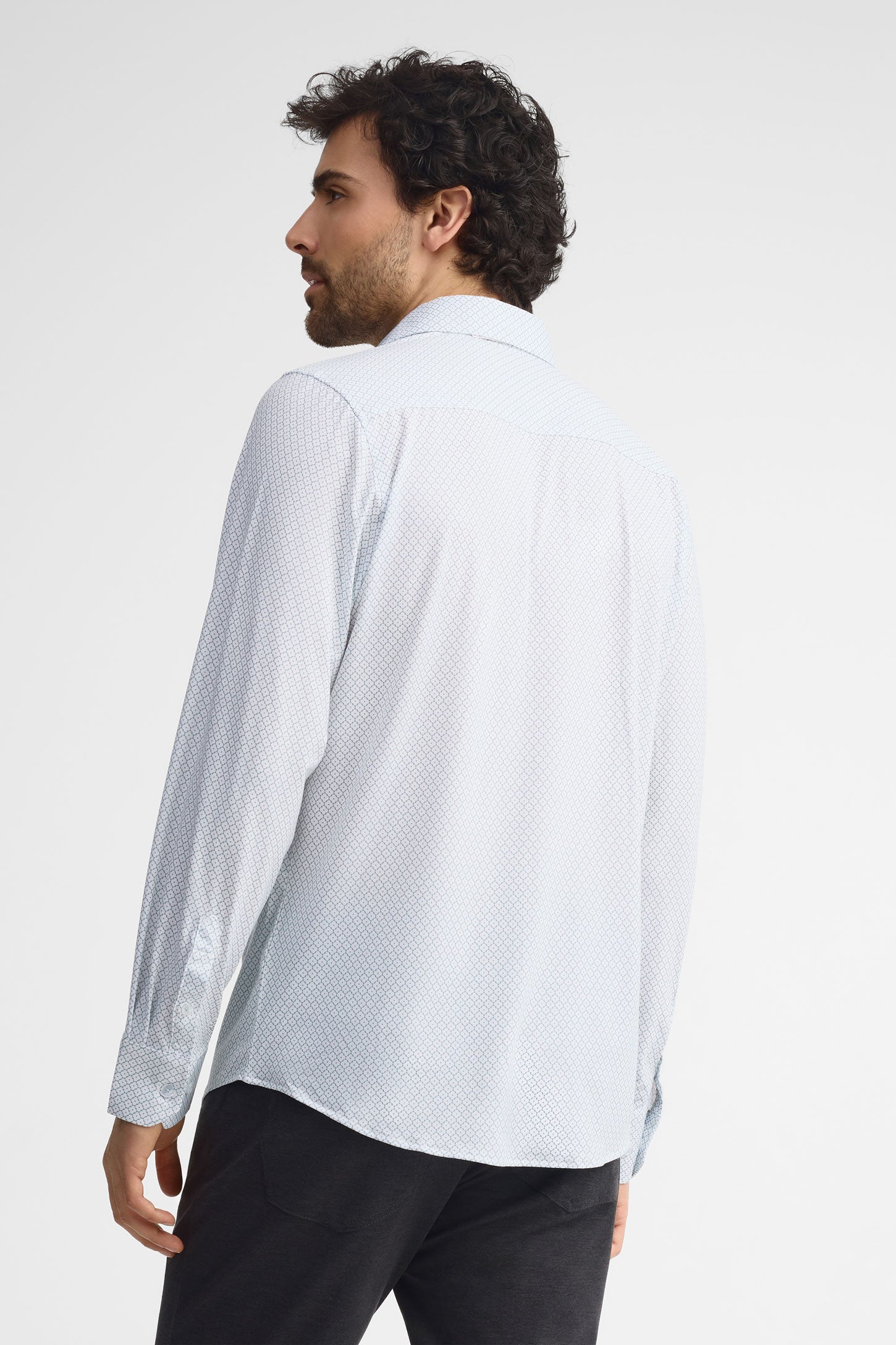 Chemise extensible 4 sens coton - Homme && BLANC MULTI