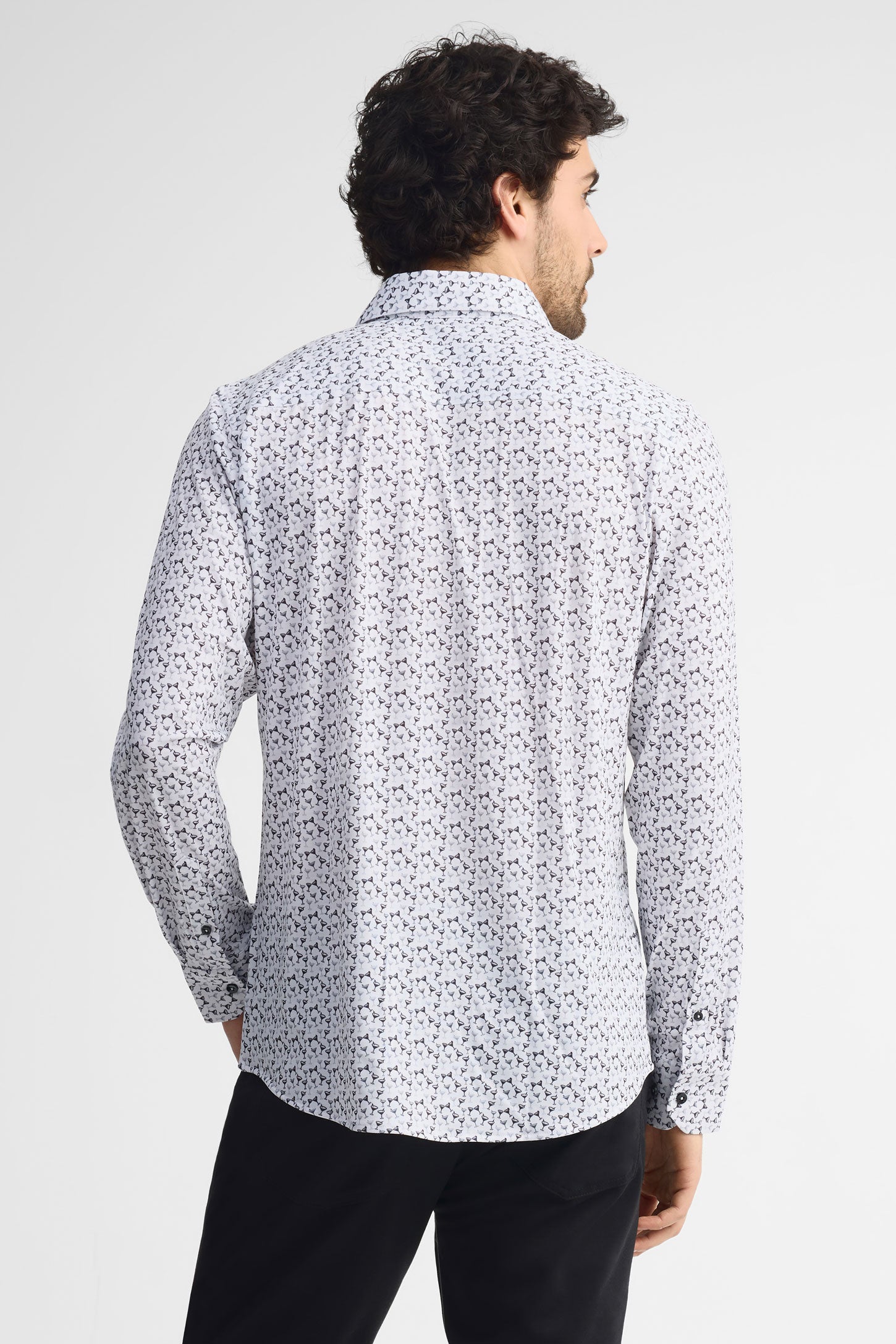 Chemise extensible 4 sens coton - Homme && BLANC MULTI