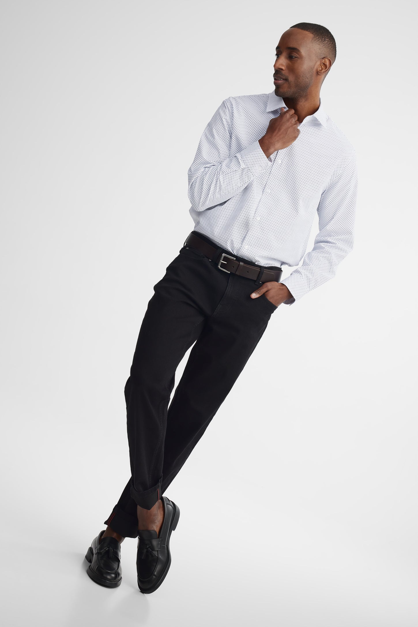 Chemise coupe régulière et cravate - Homme && BLANC