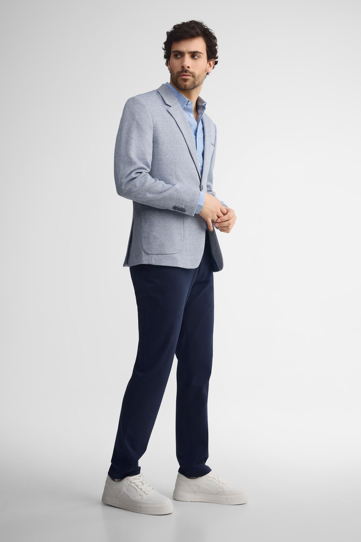 Veston tricot pied-de-poule habillé - Homme && BLEU MULTI