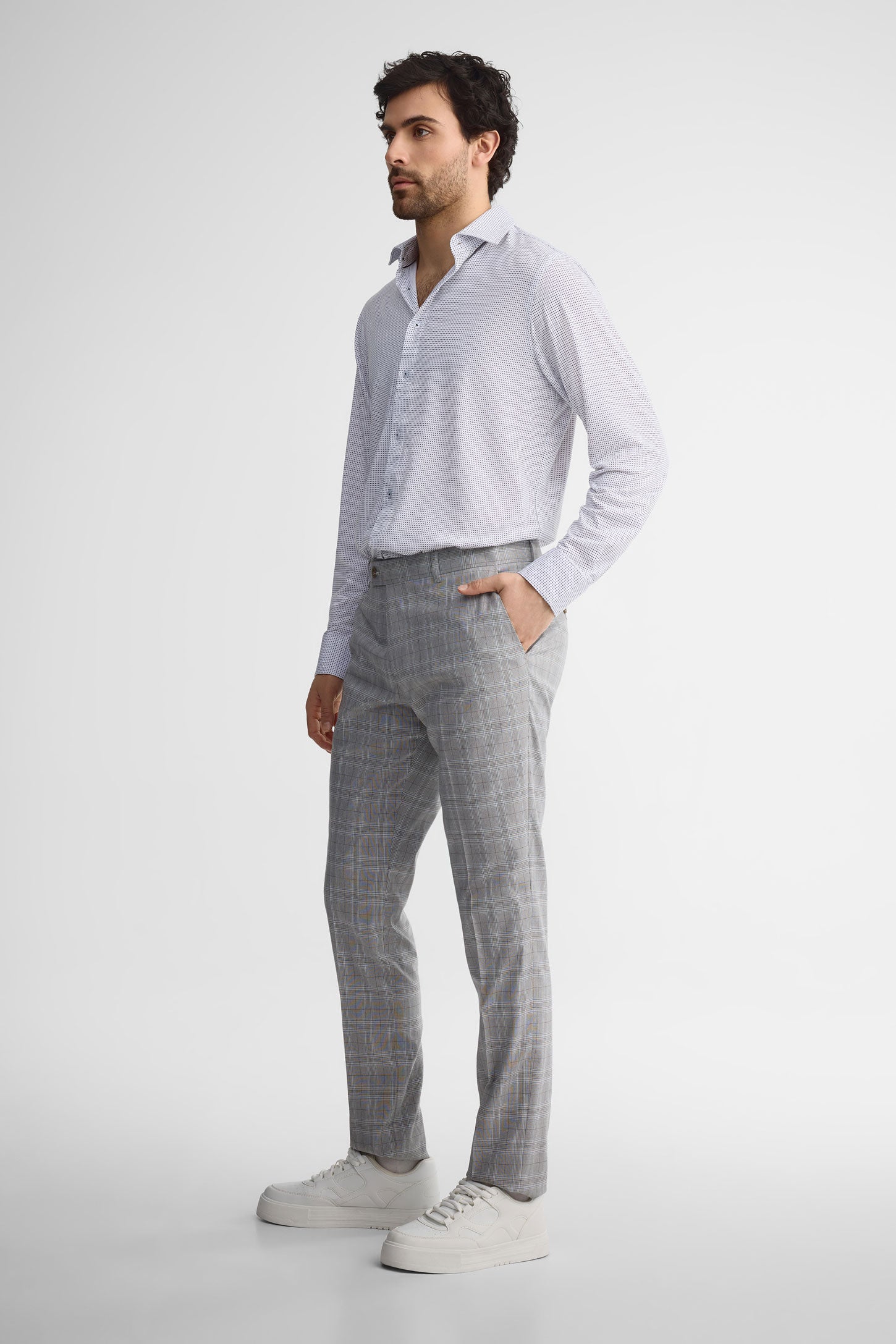 Pantalon à carreaux habillé - Homme && GRIS MULTI