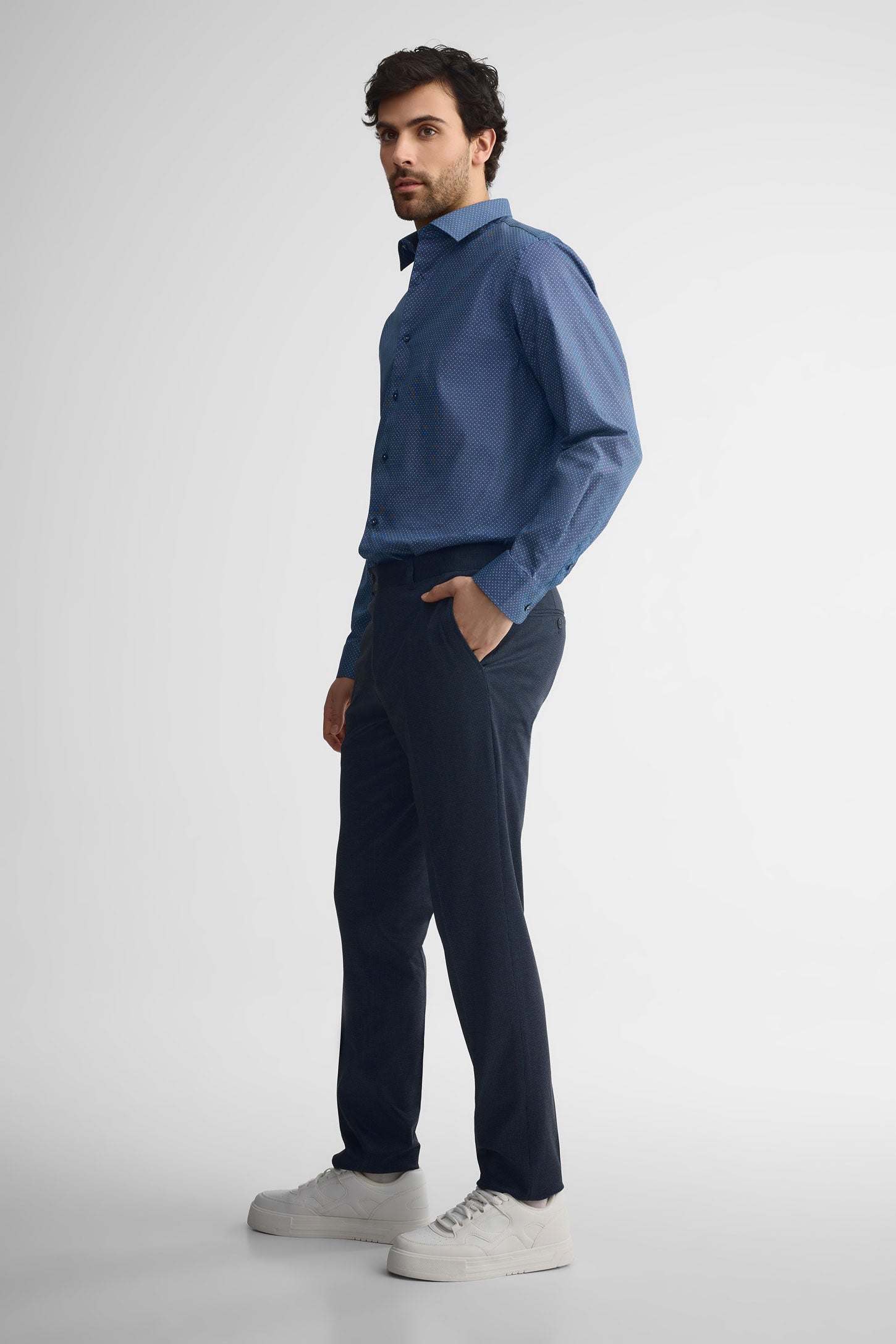 Pantalon texturé habillé - Homme && MARIN/MULTI