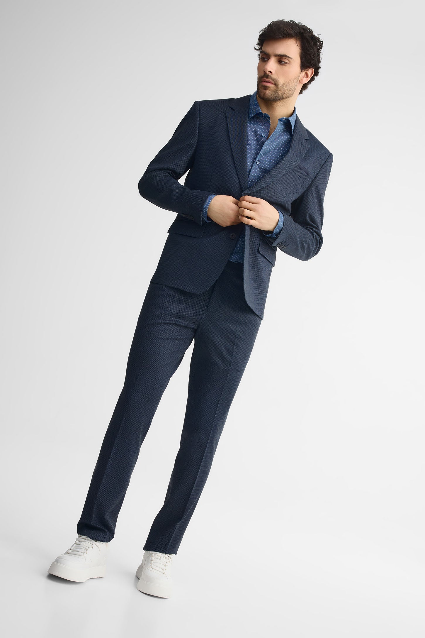 Pantalon texturé habillé - Homme && MARIN/MULTI