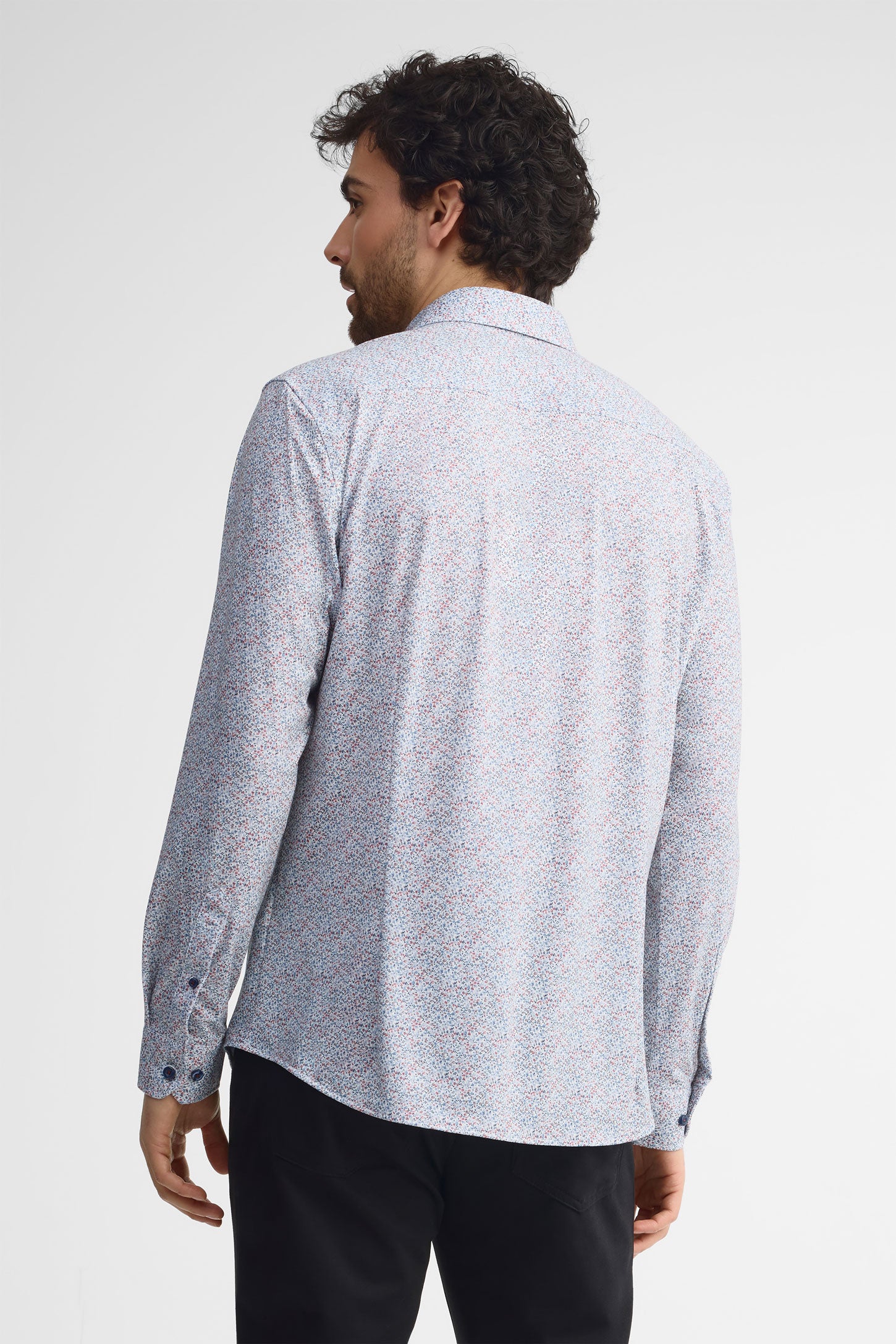 Chemise imprimée coupe ajustée habillé - Homme && BLEU MULTI