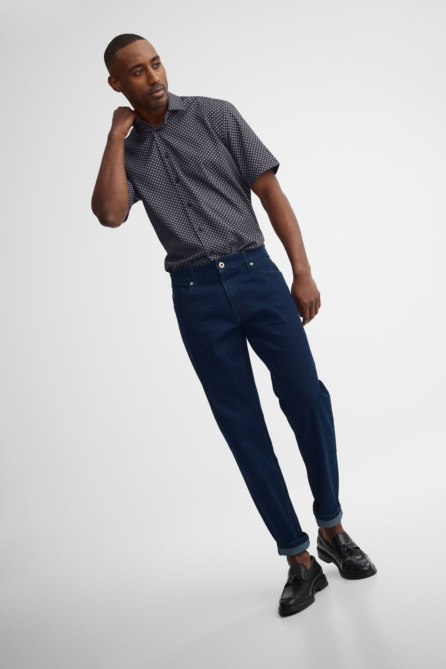 Chemise manches courtes coupe régulière - Homme && NOIR/MULTI
