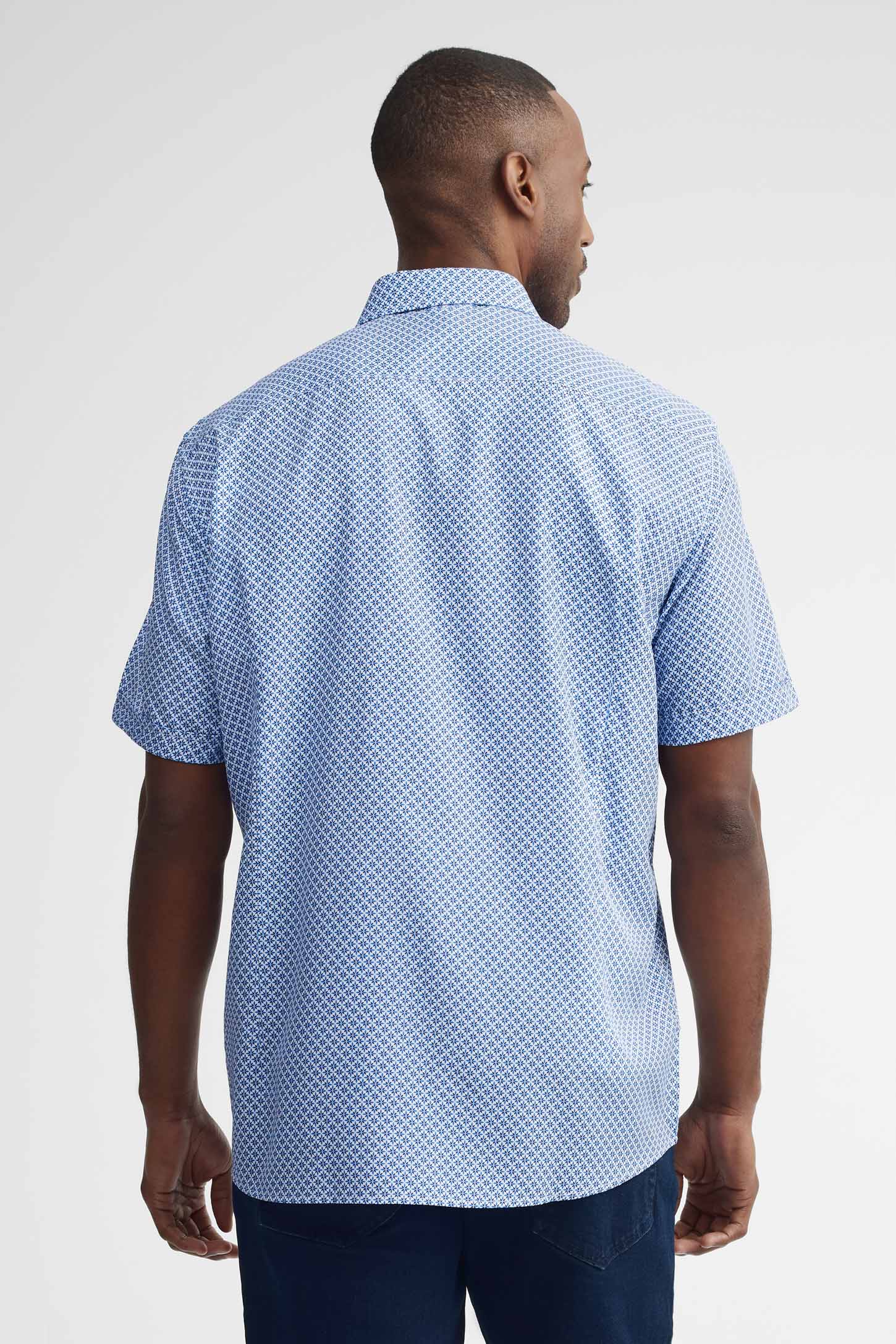 Chemise manches courtes coupe régulière - Homme && BLEU MULTI