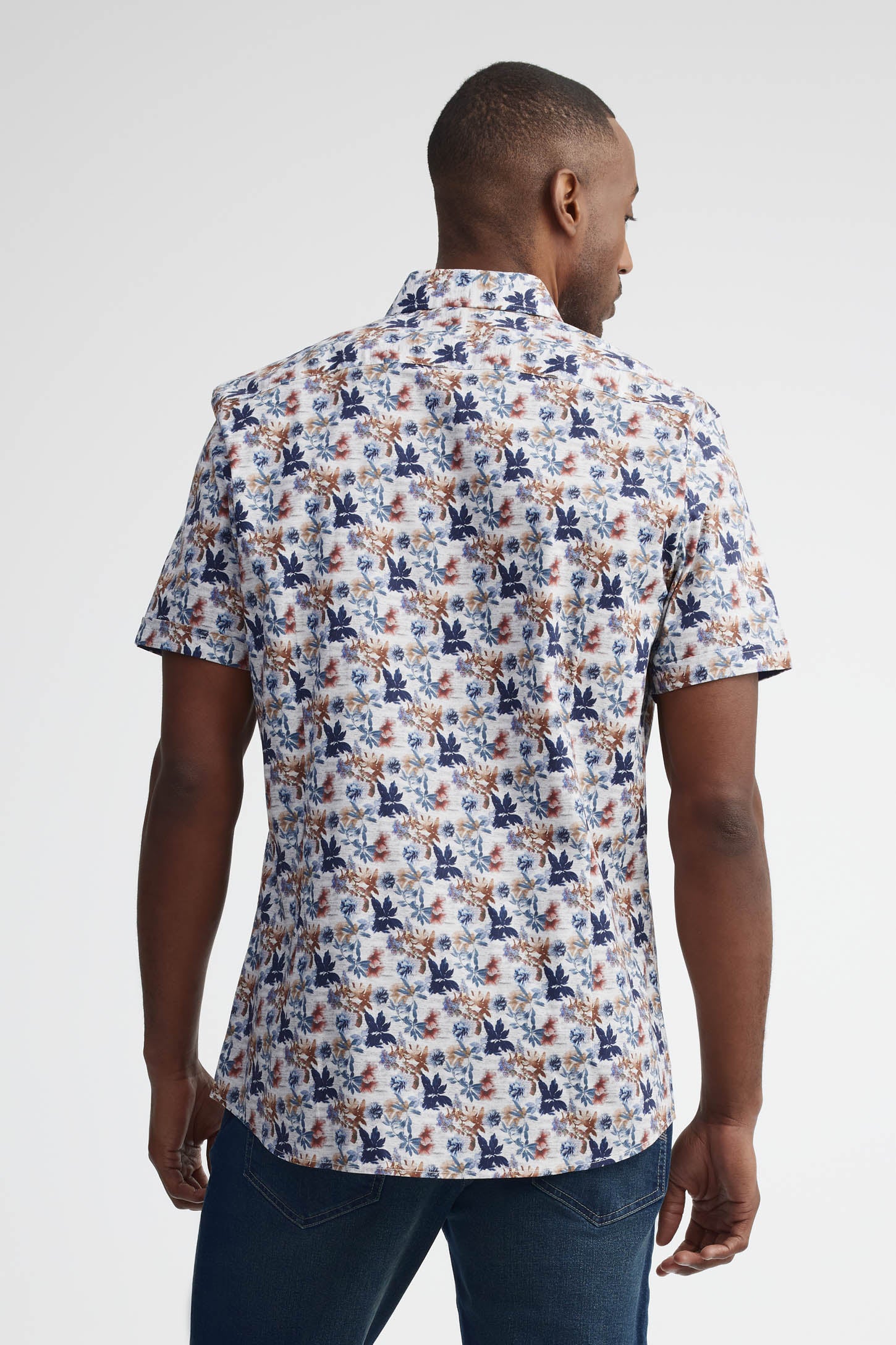 Chemise manches courtes coupe ajustée - Homme && GRIS MULTI
