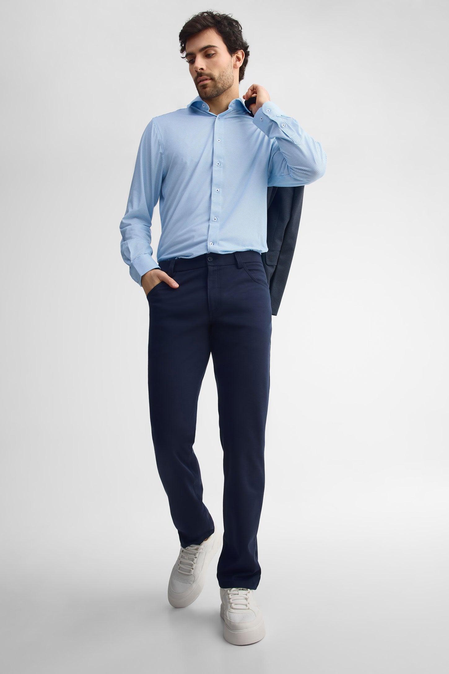 Pantalon coupe semi-ajustée habillé - Homme && MARIN