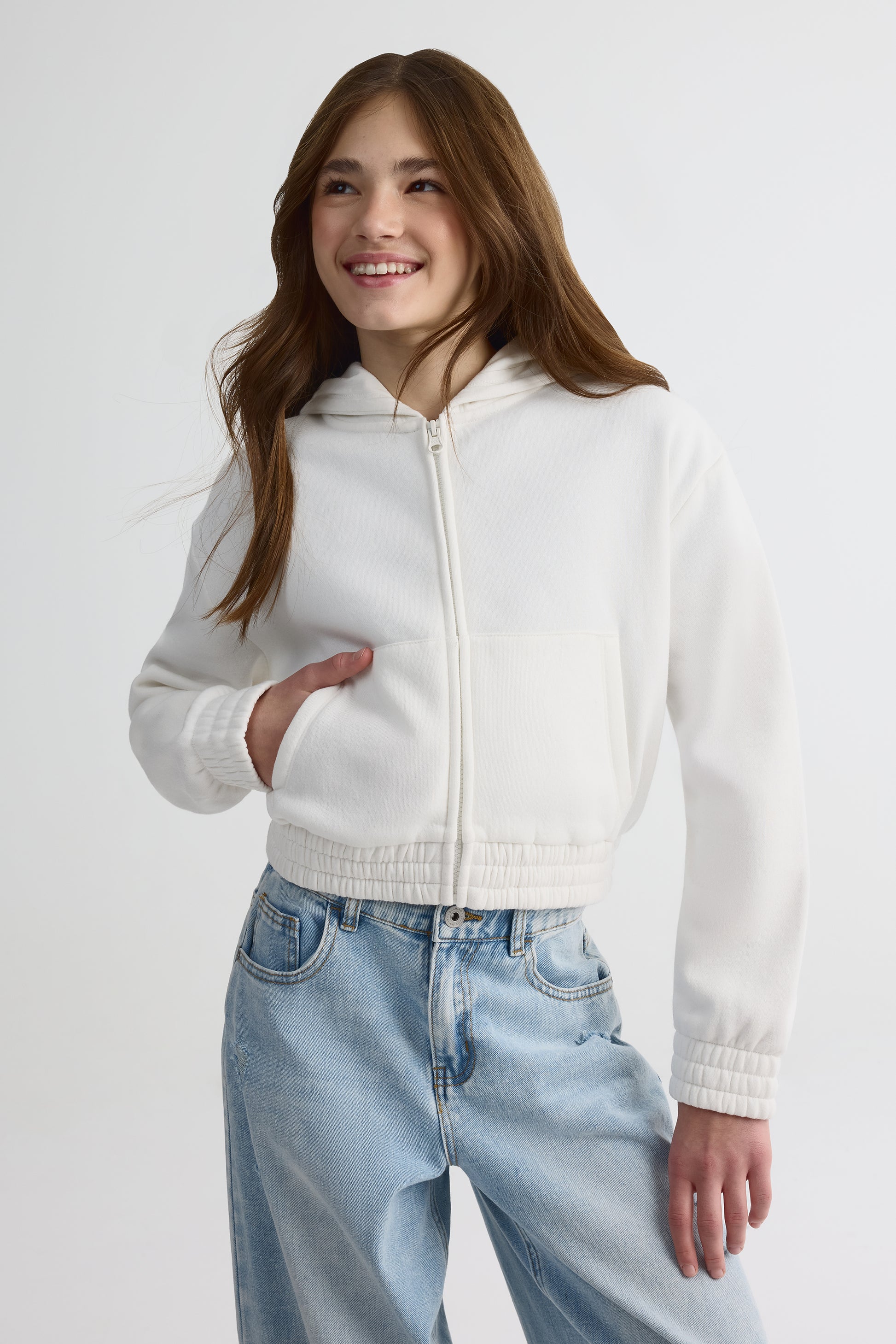 Veste ouatée à capuchon - Ado fille && CREME