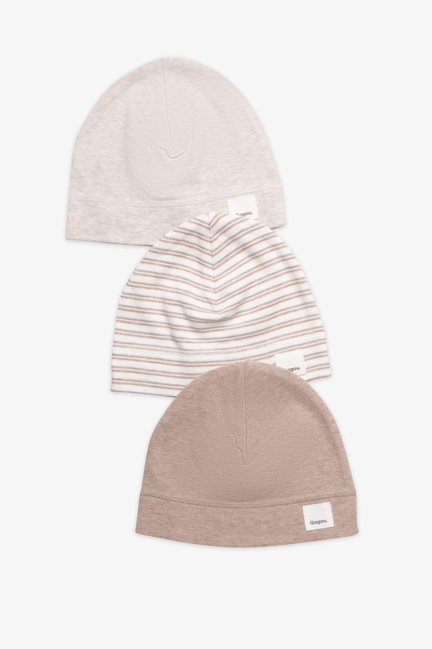 Lot de 3 chapeaux coton bio - Bébé && OATMEAL