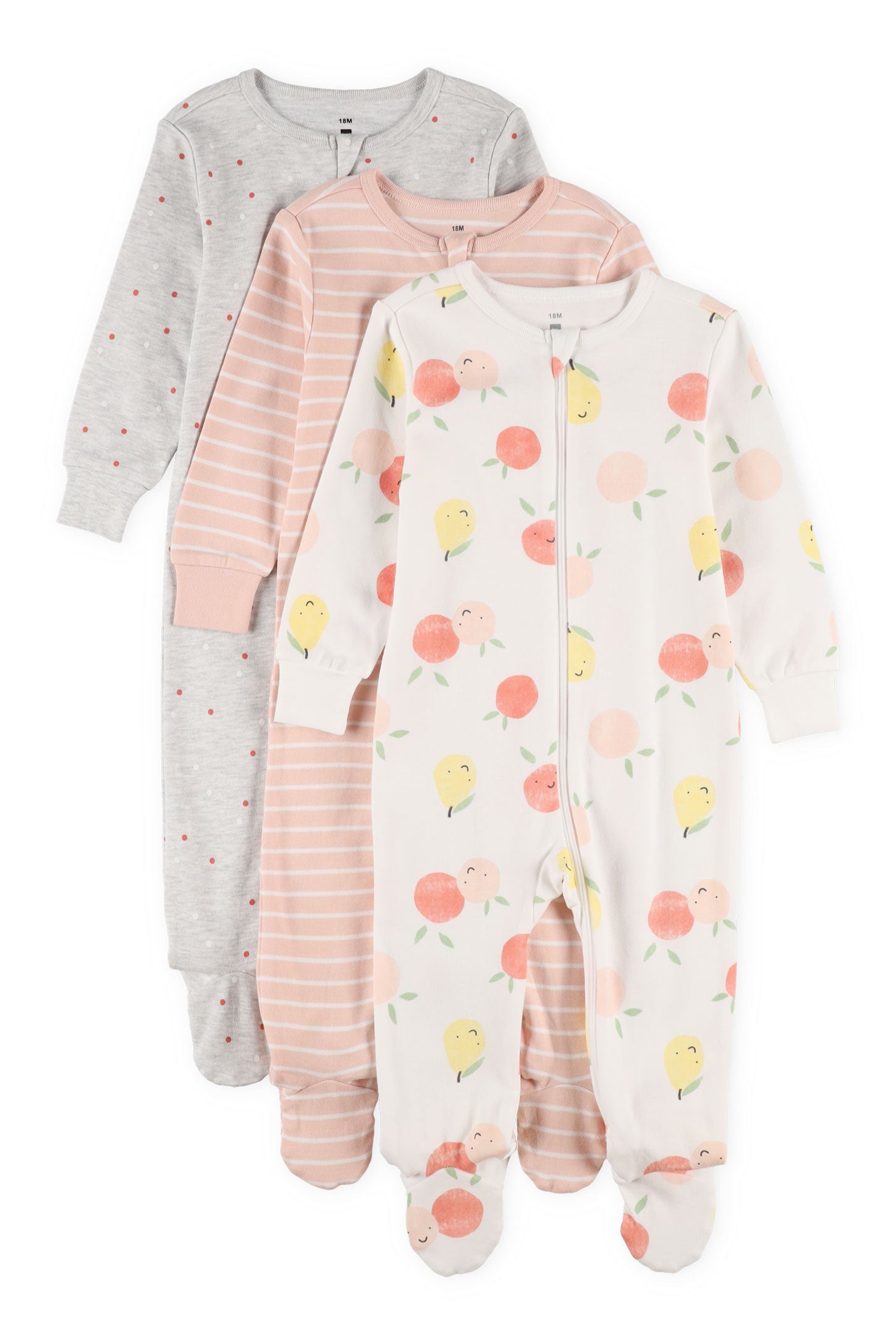 Lot de 3 pyjamas 1-pièce - Bébé fille && ROSE