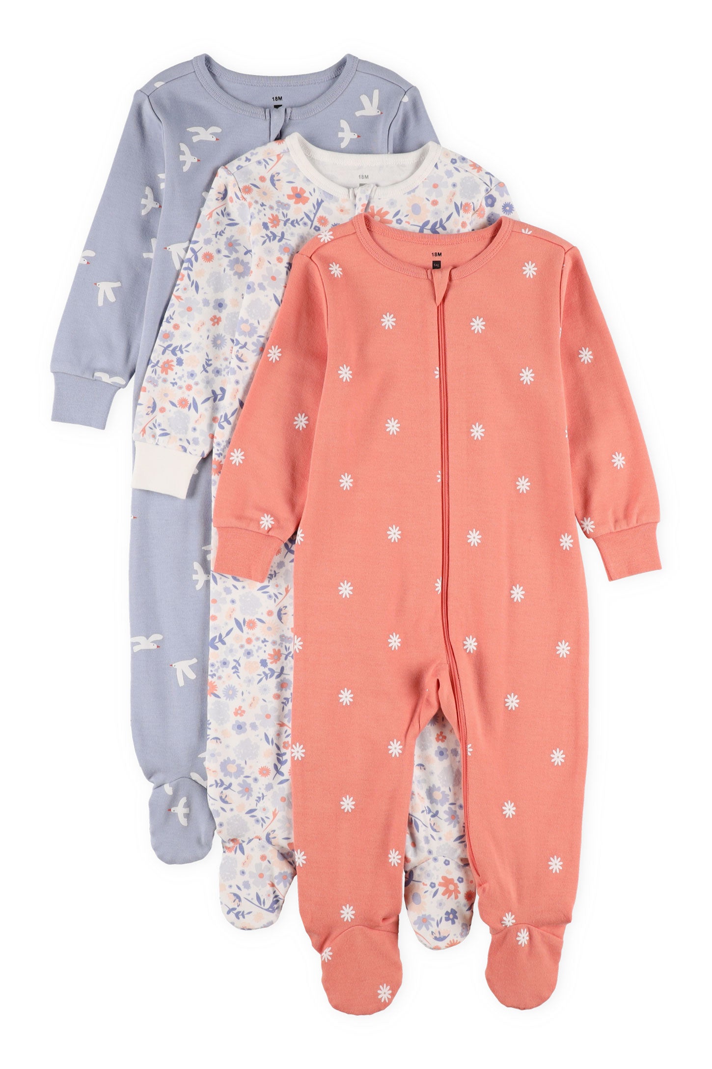 Lot de 3 pyjamas 1-pièce - Bébé fille && BLEU