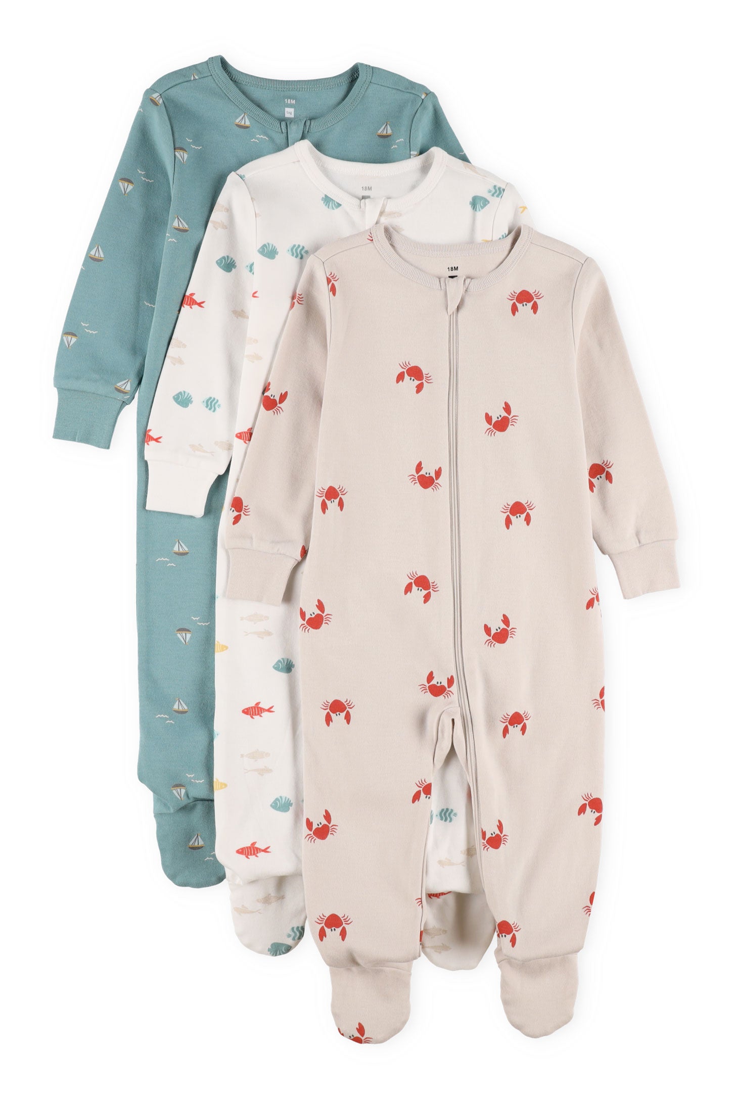 Lot de 3 Pyjamas 1-pièce - Bébé garçon && BEIGE